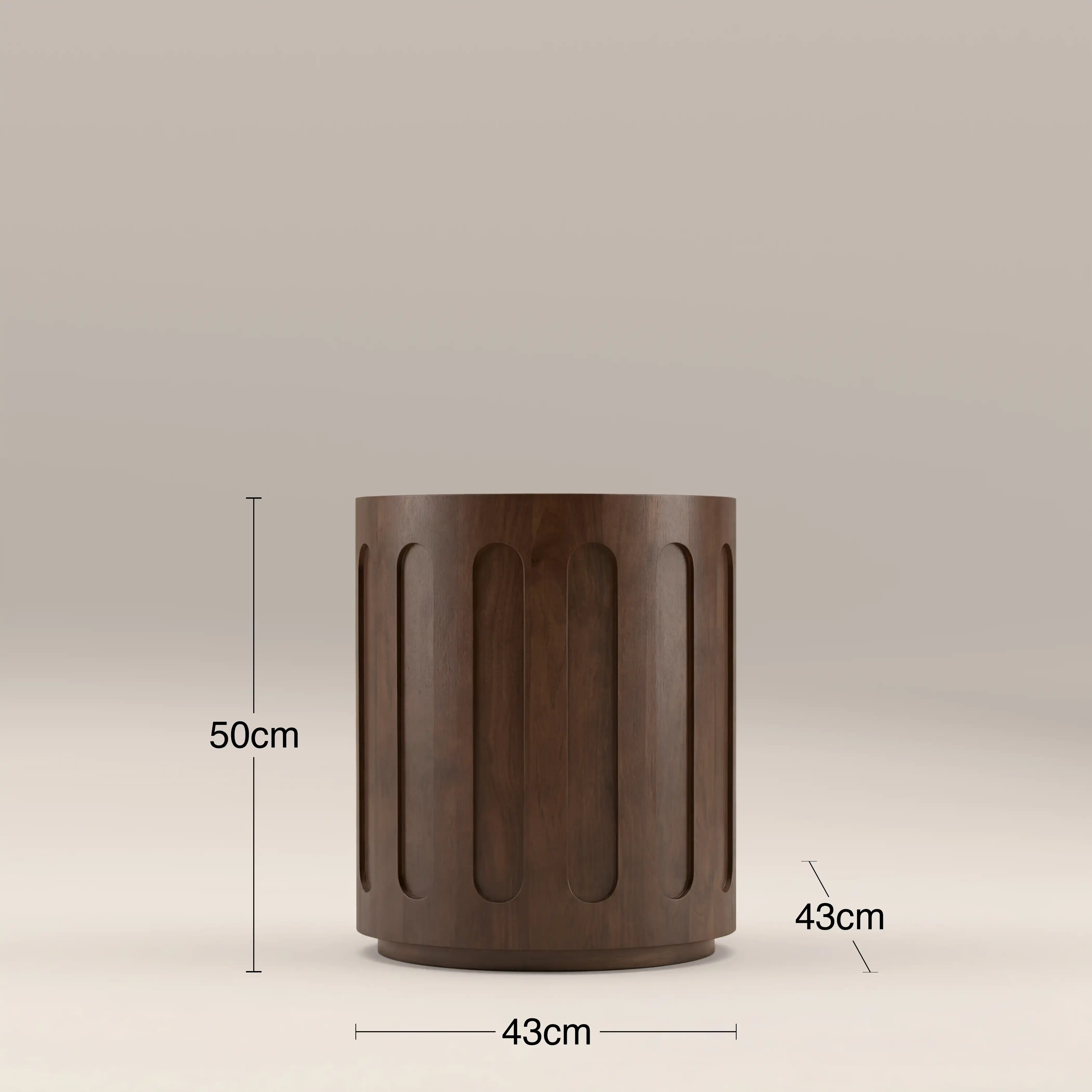 Juno Round Side Table | Emperador Brown Honed Marble & Walnut - Image 6