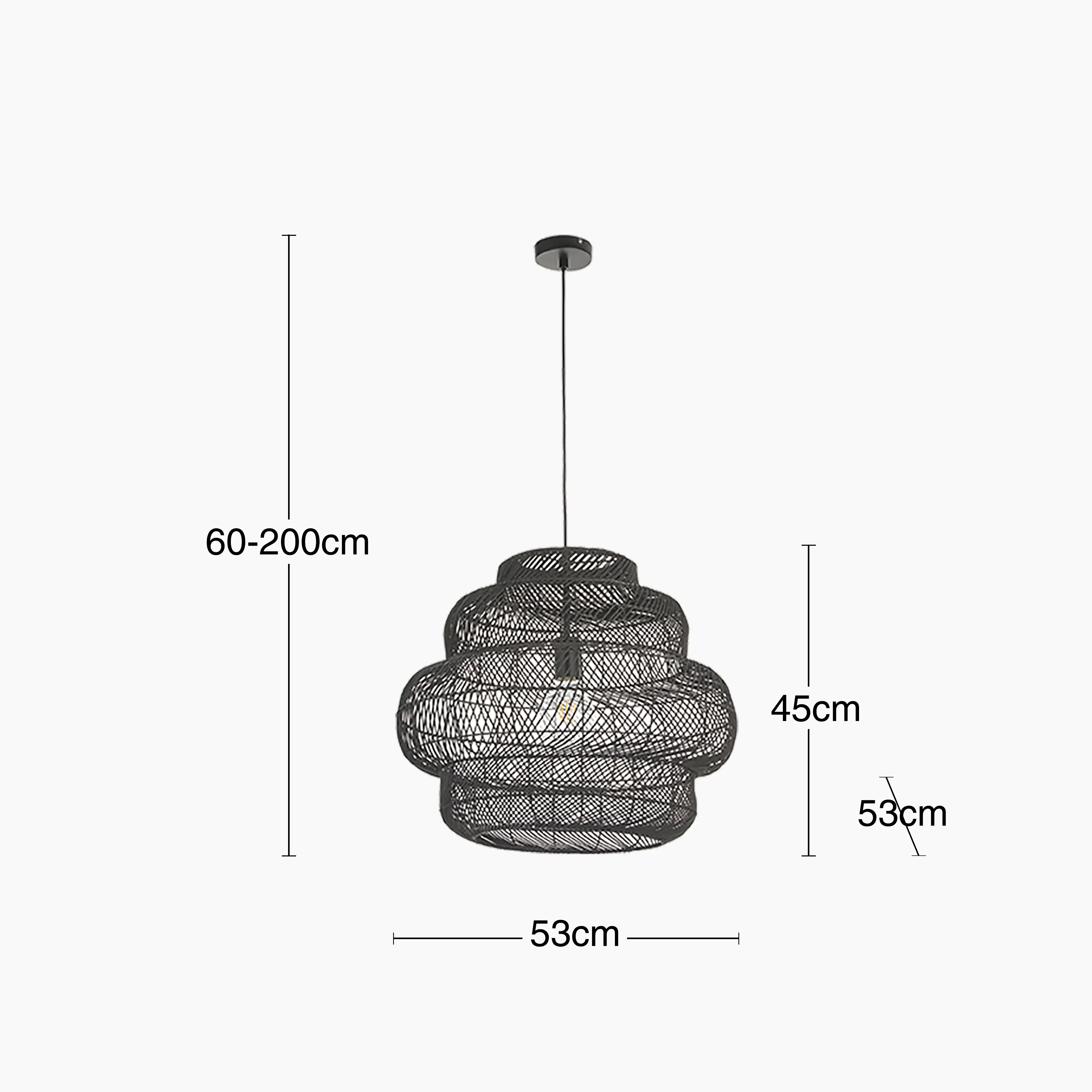 Karys Large Pendant Light | Black Rattan - Image 10