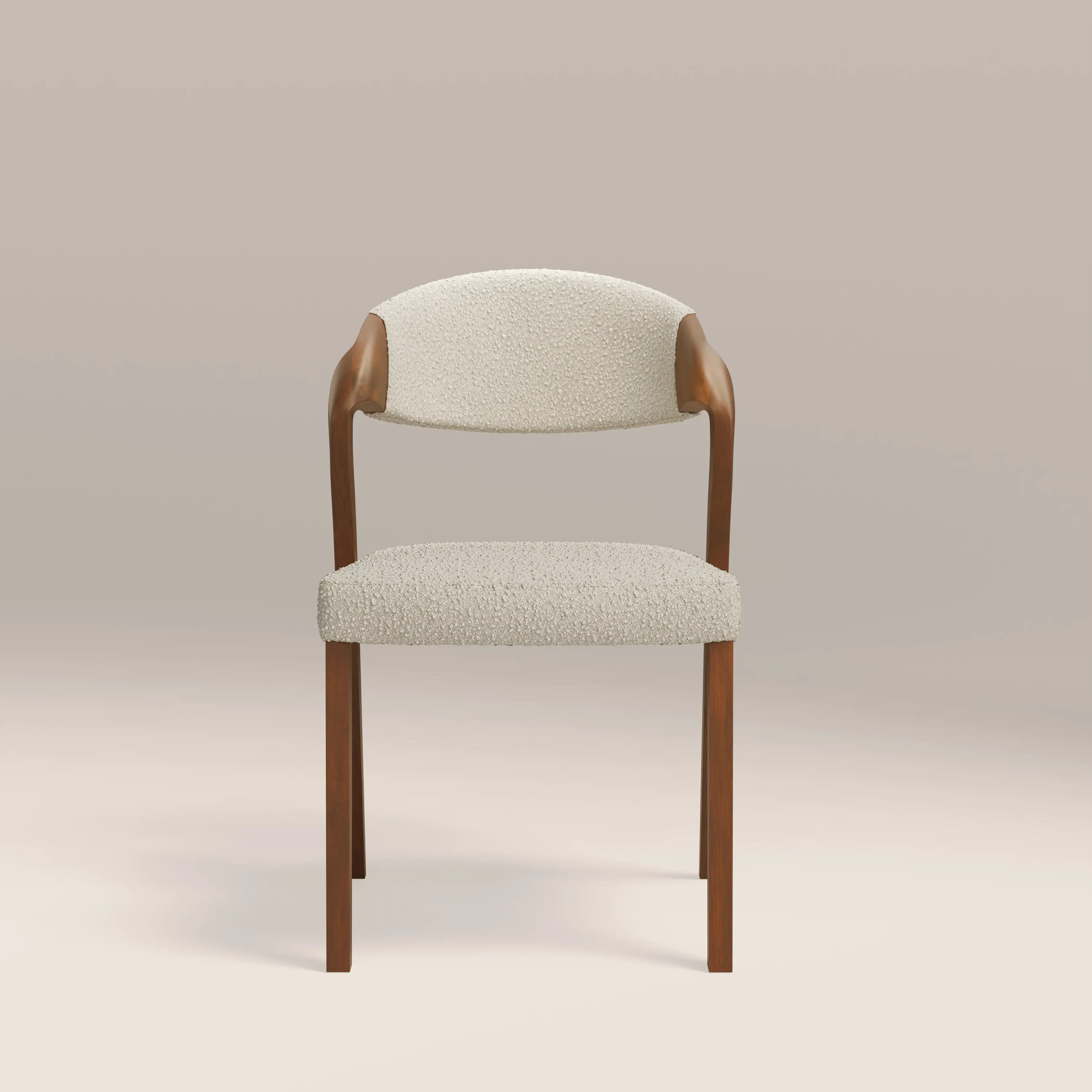 Kennedy Dining Chair | Speckled Stone Sustainable Boucle & Walnut - Image 3