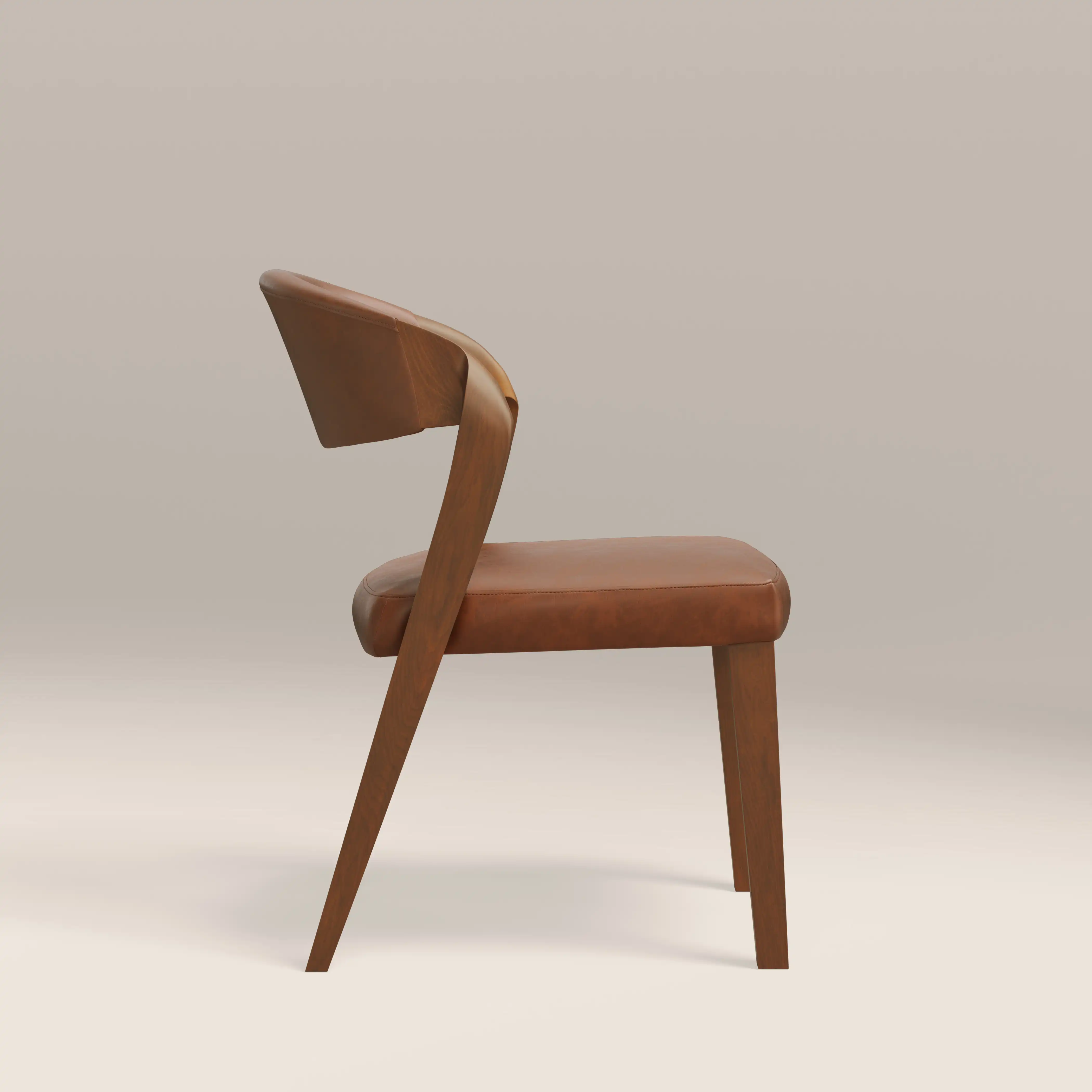 Kennedy Dining Chair | Vintage Tan Faux Leather & Walnut - Image 5
