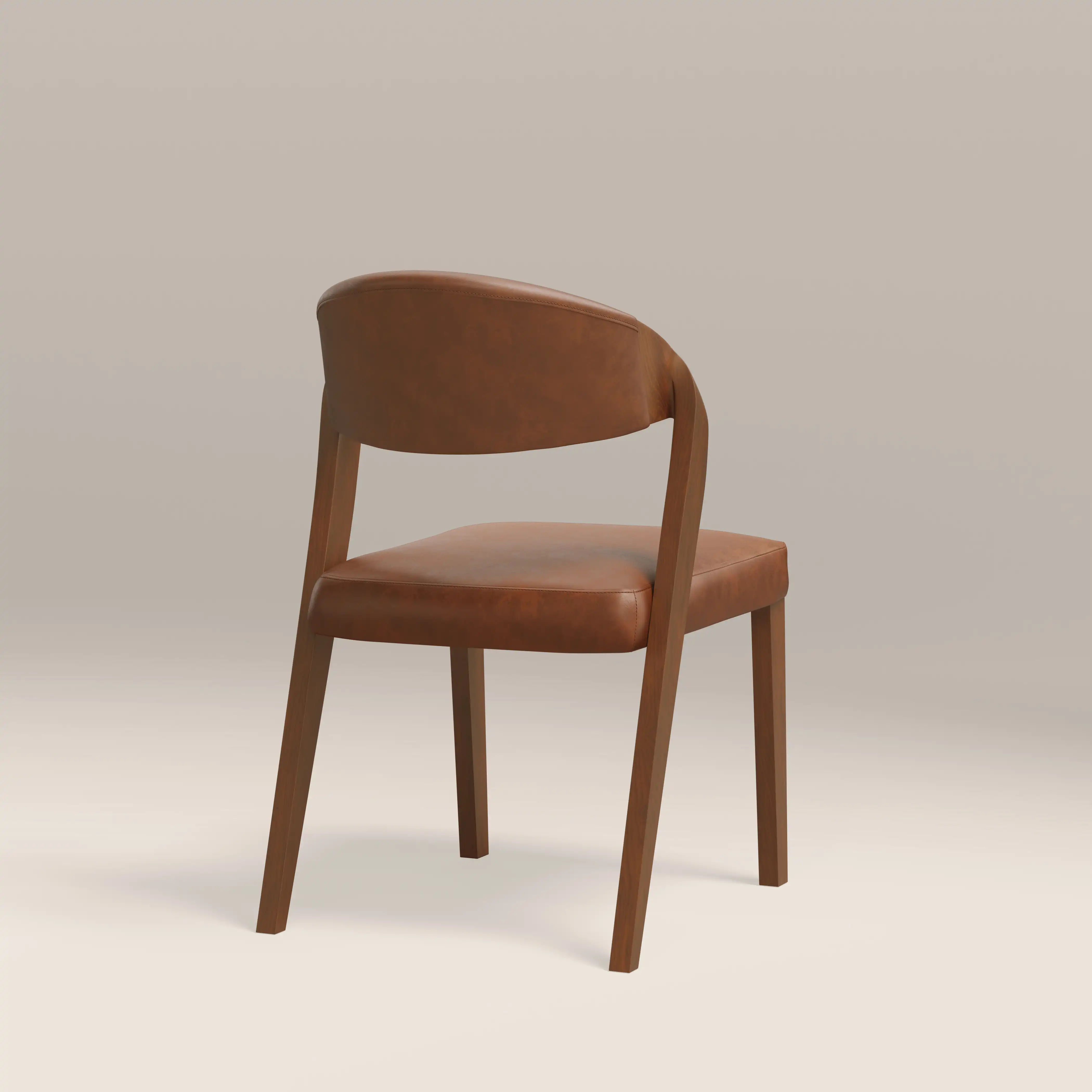 Kennedy Dining Chair | Vintage Tan Faux Leather & Walnut - Image 6