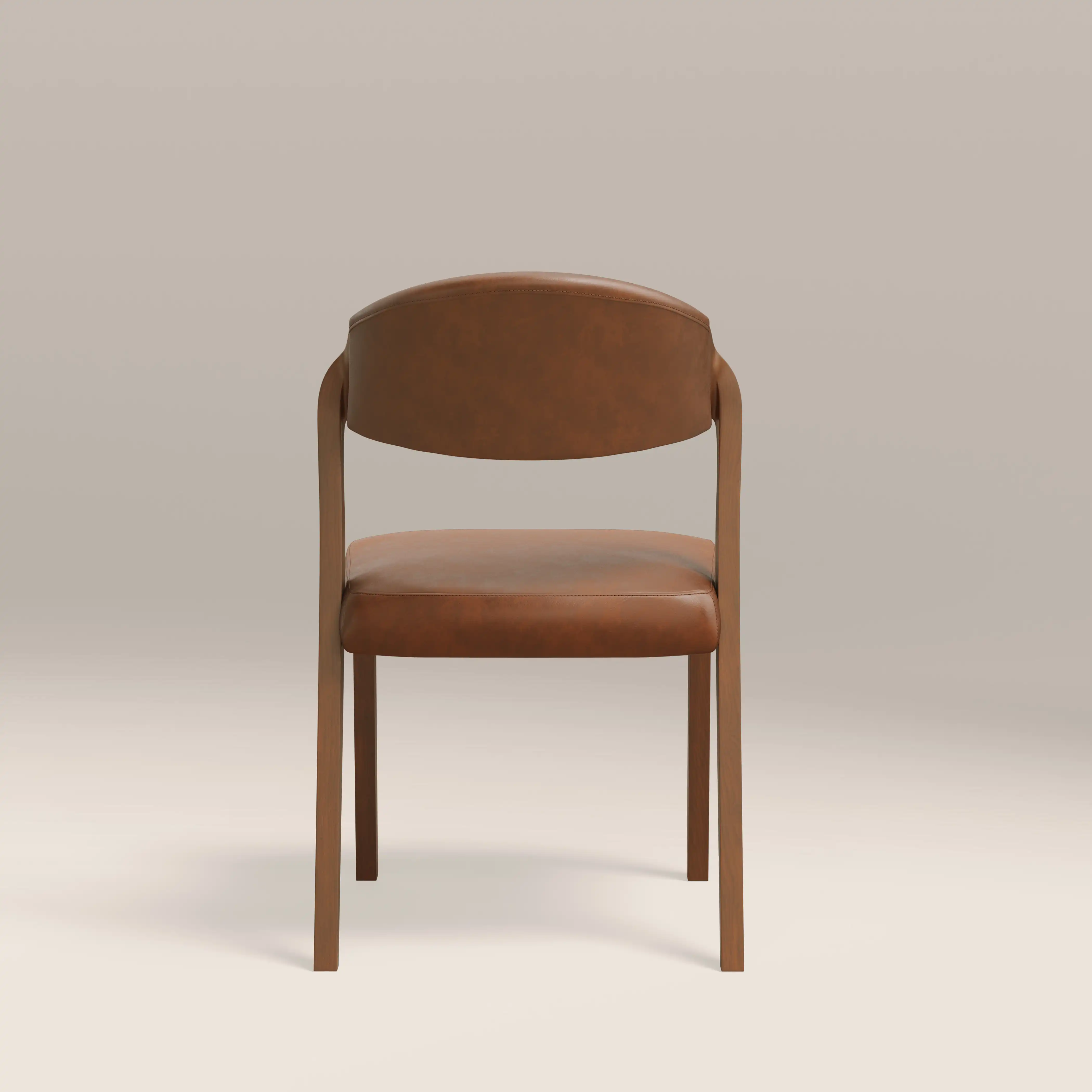 Kennedy Dining Chair | Vintage Tan Faux Leather & Walnut - Image 7