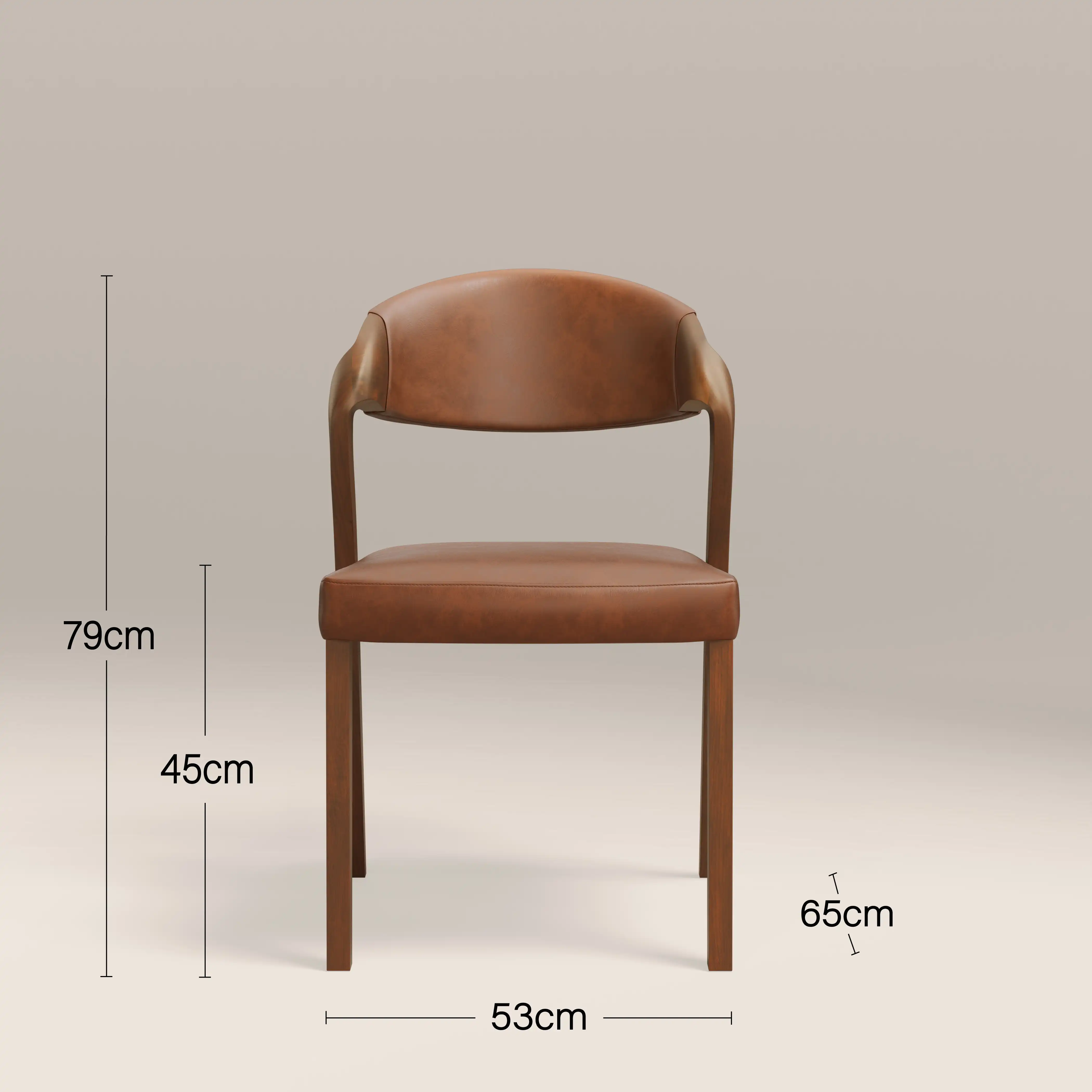 Kennedy Dining Chair | Vintage Tan Faux Leather & Walnut - Image 8