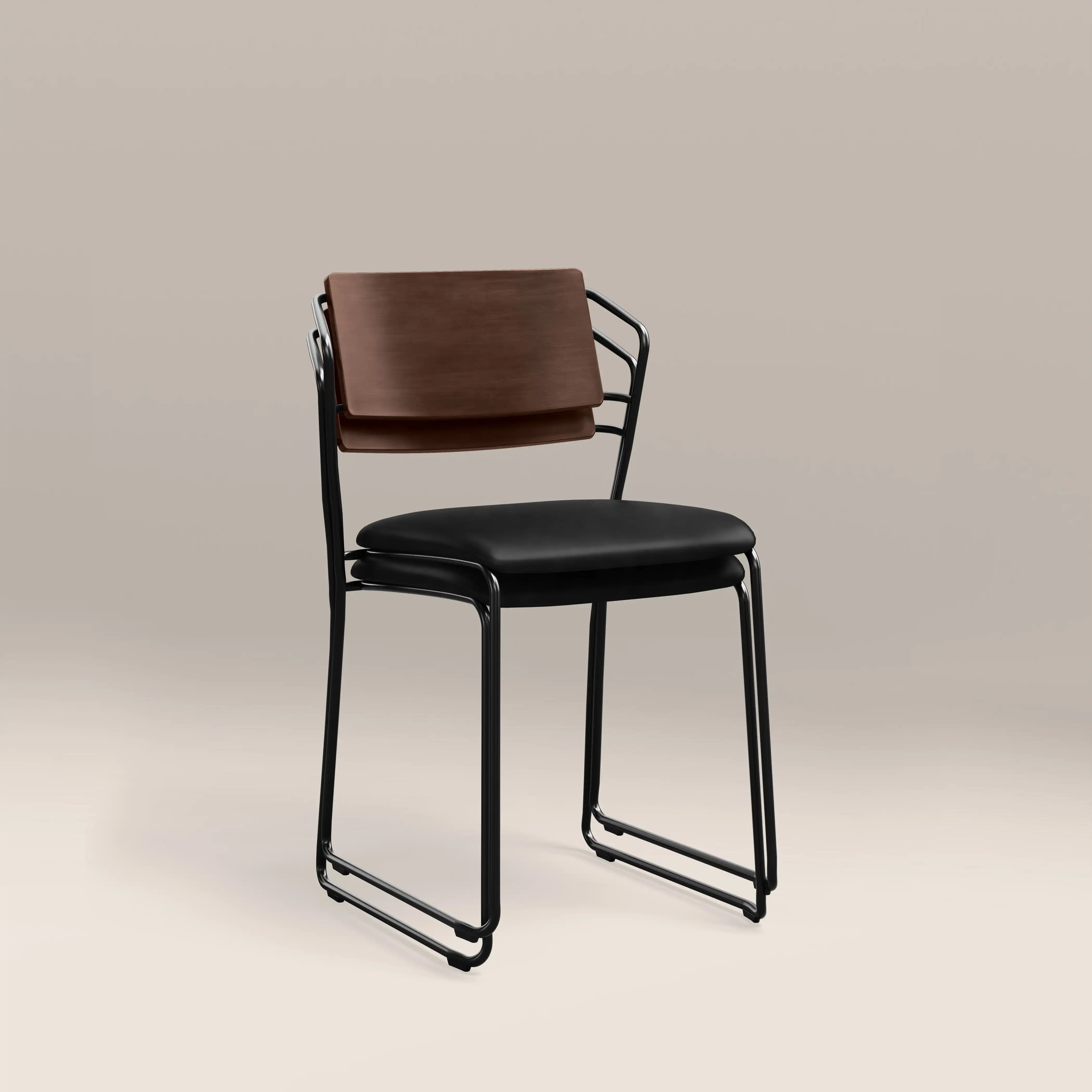 Kensal Stackable Dining Chair | Vintage Black Faux Leather & Black - Image 3