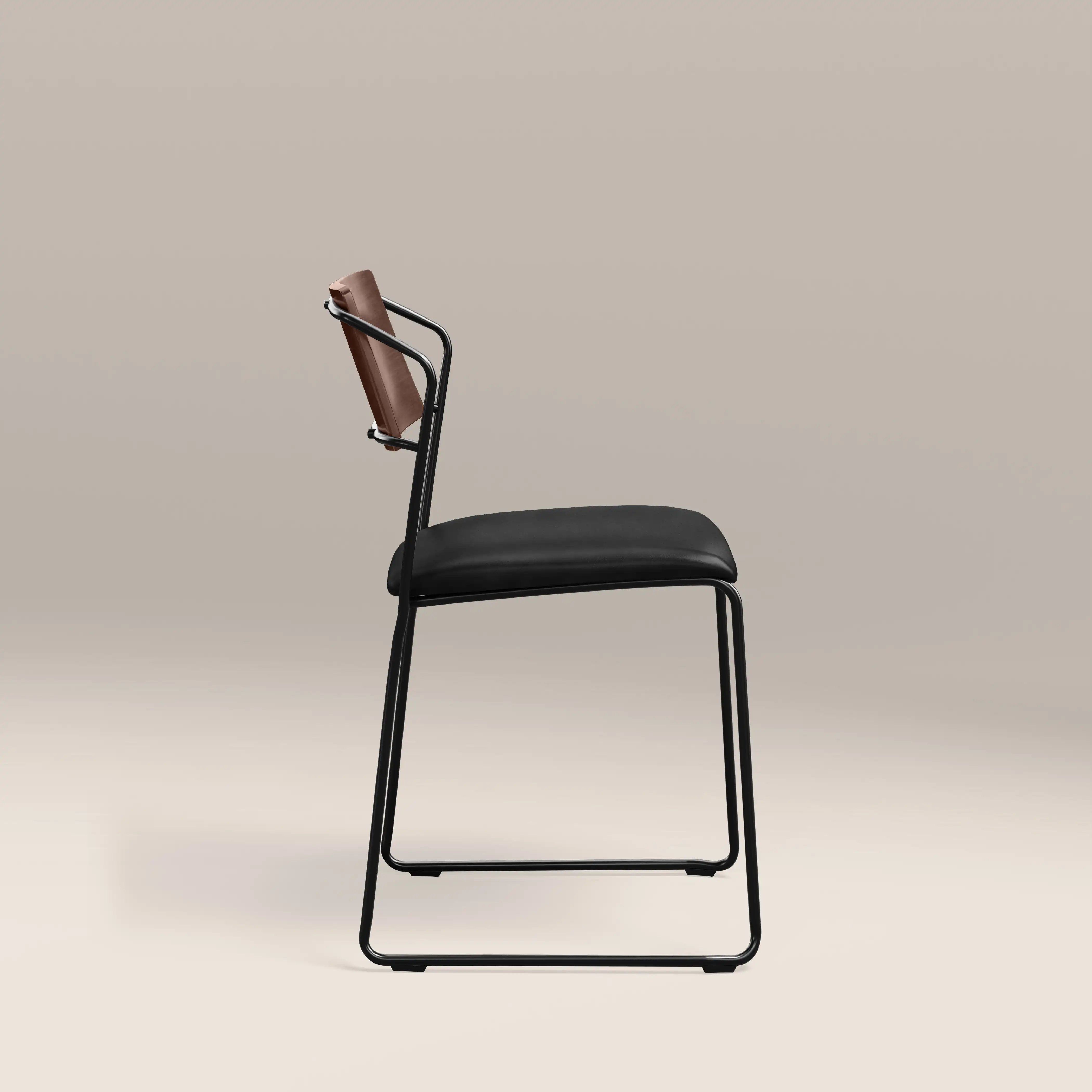 Kensal Stackable Dining Chair | Vintage Black Faux Leather & Black - Image 6