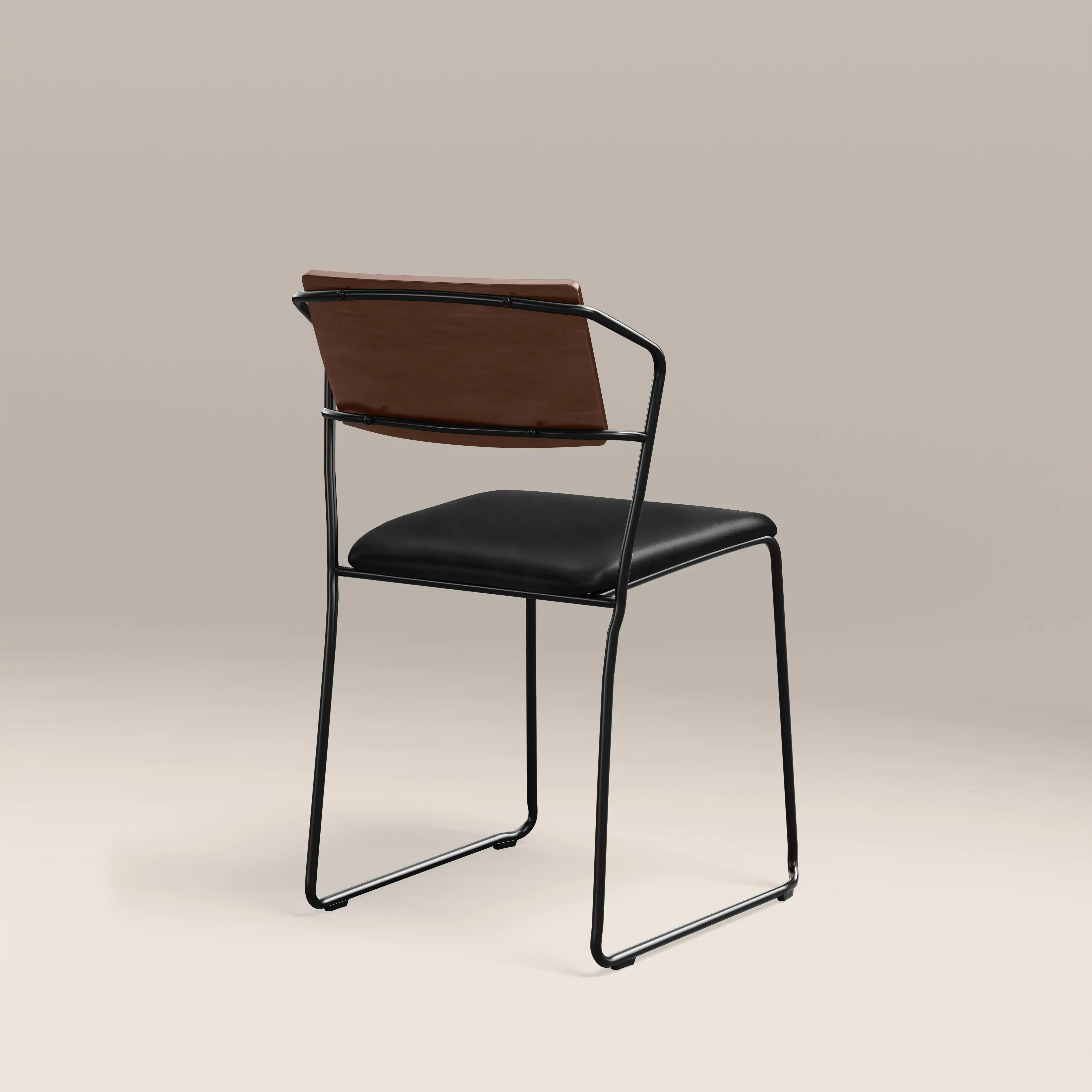 Kensal Stackable Dining Chair | Vintage Black Faux Leather & Black - Image 7