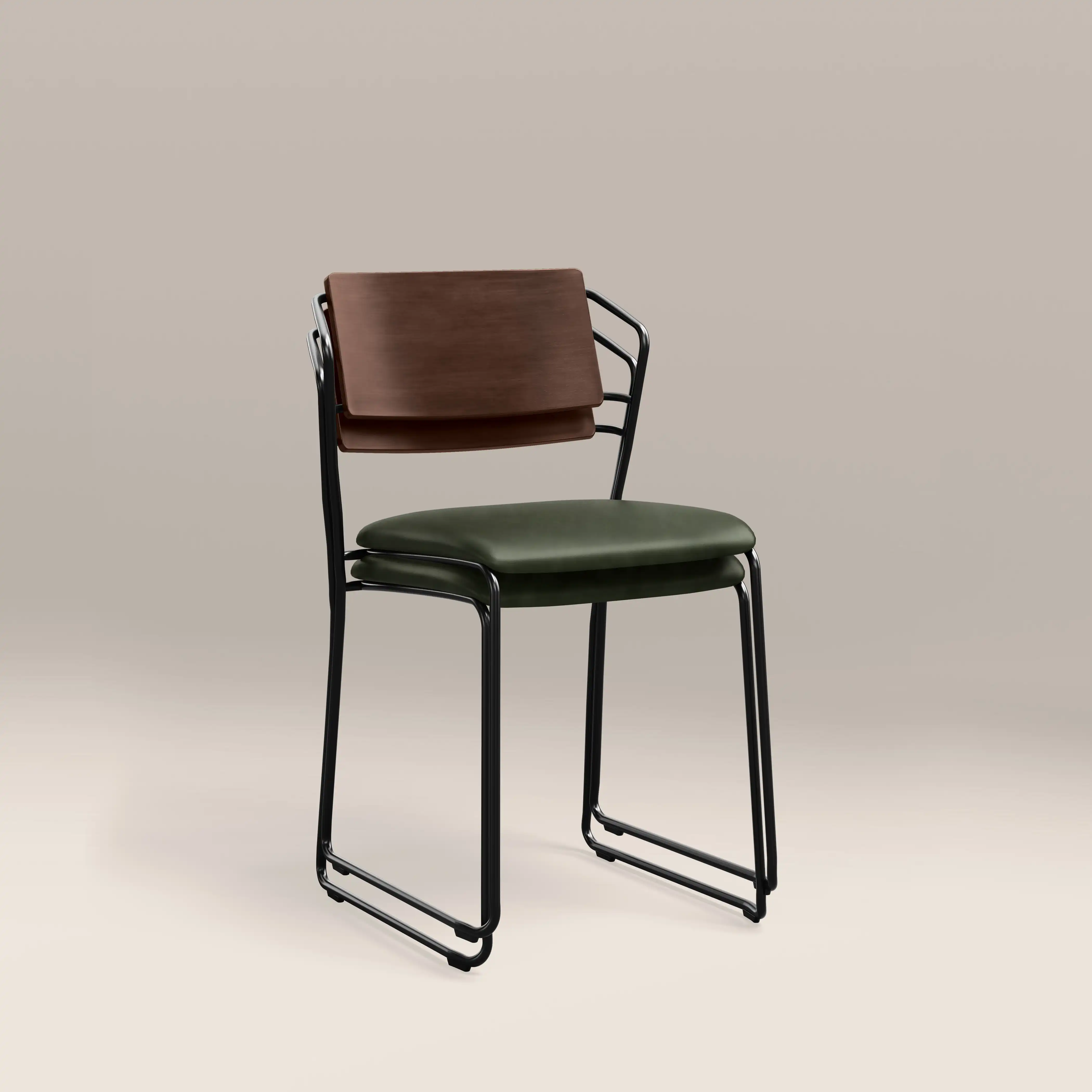 Kensal Stackable Dining Chair | Vintage Green Faux Leather & Black - Image 5