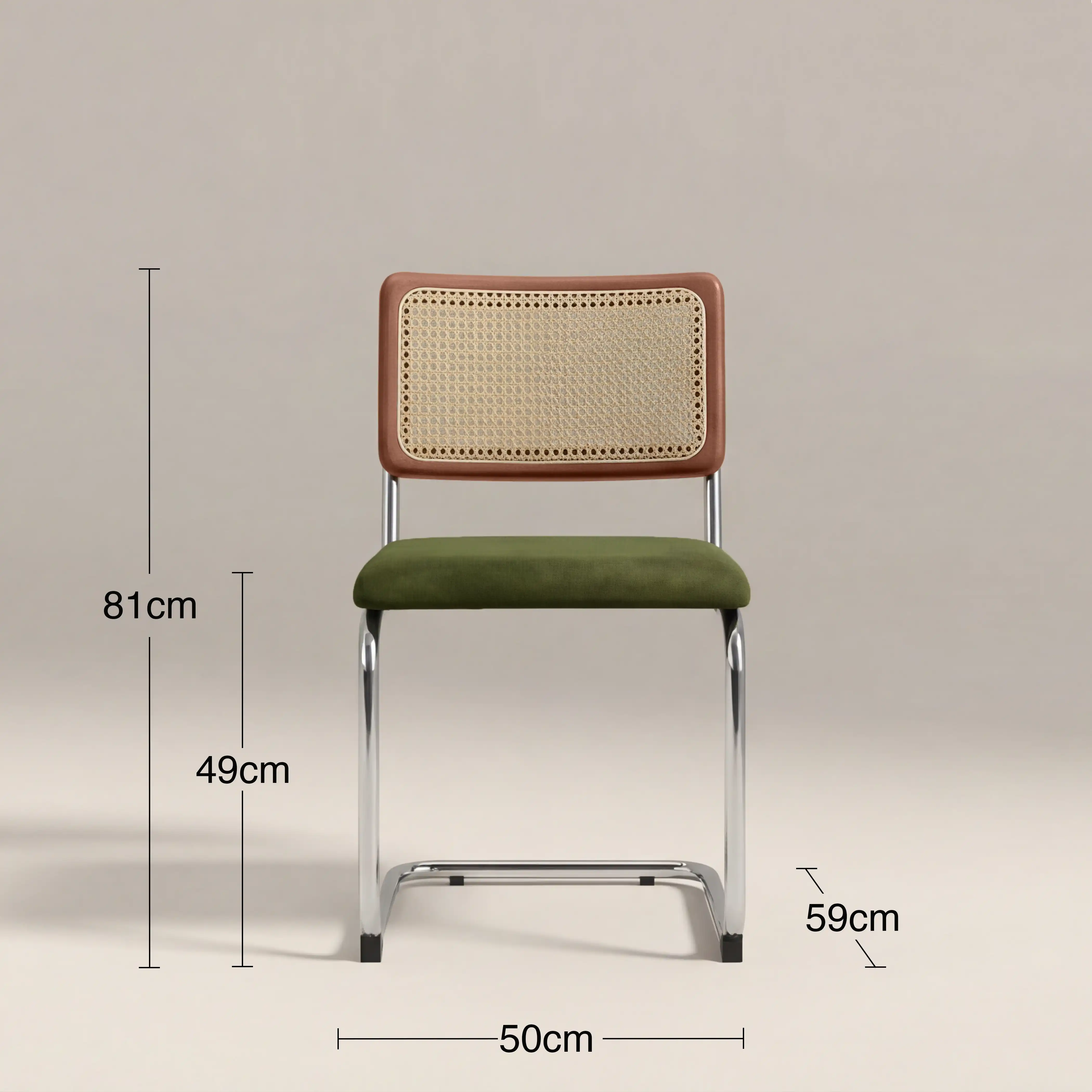 Kenton Dining Chair | Olive Green Sustainable Velvet & Chrome - Image 7