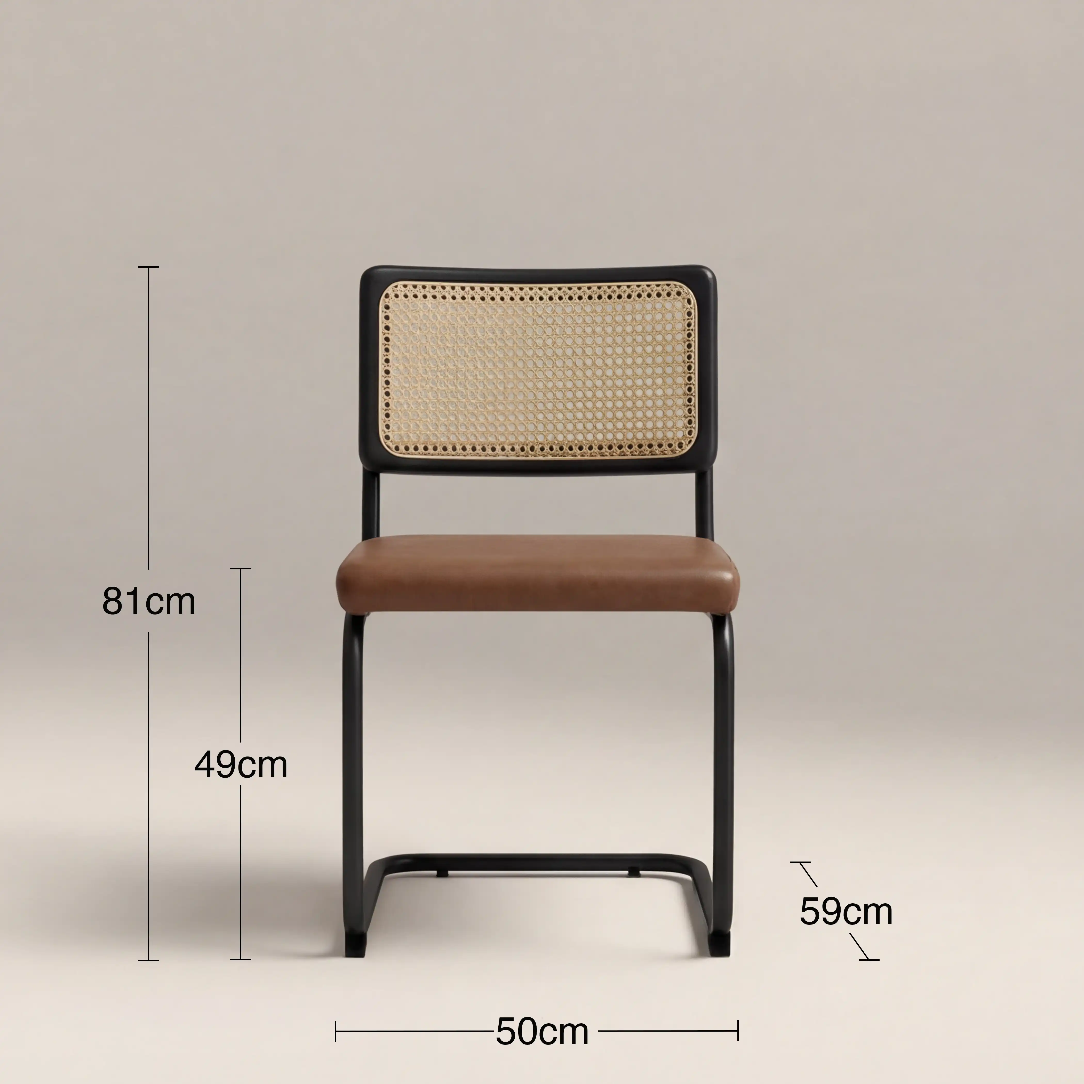 Kenton Dining Chair | Vintage Tan Faux Leather & Black - Image 7