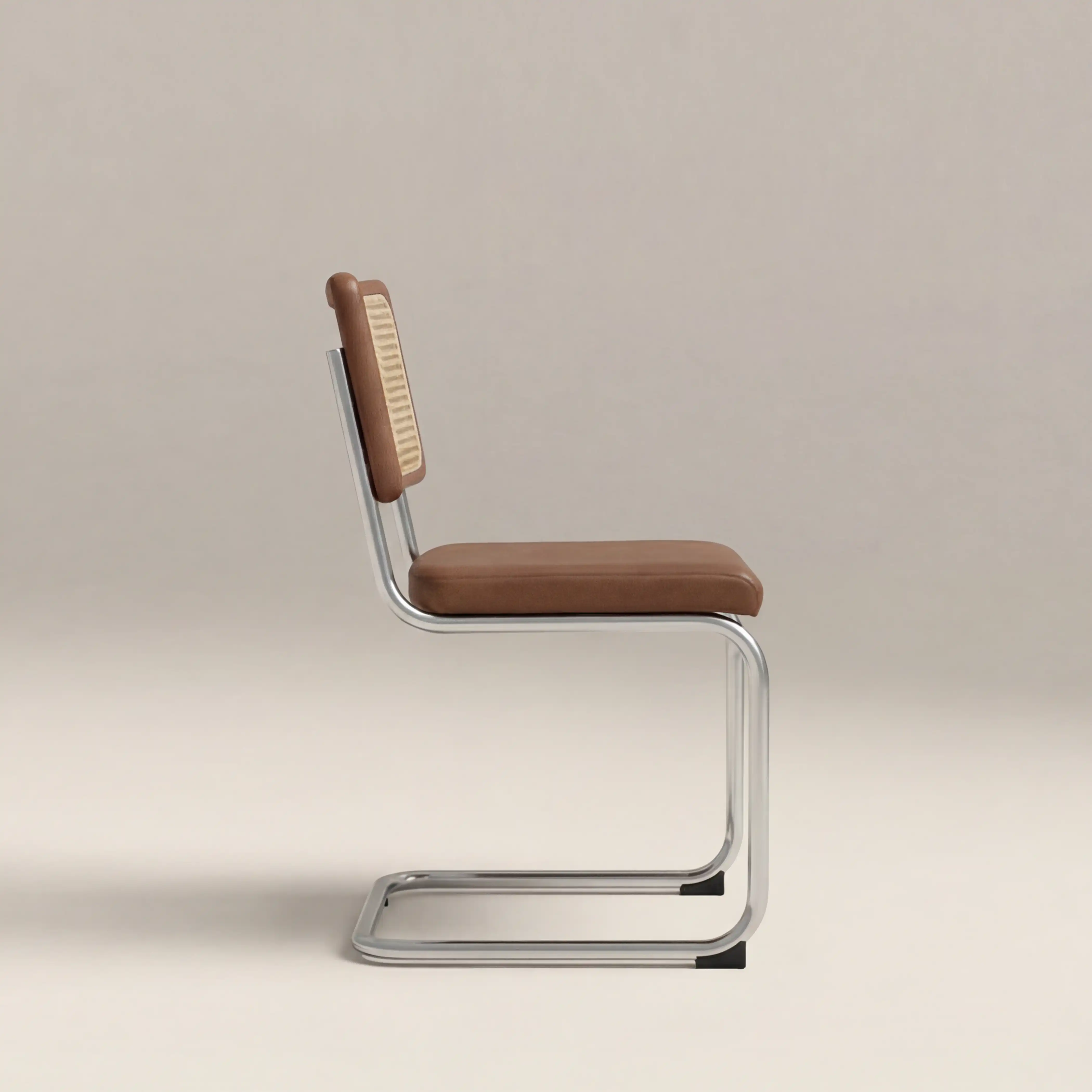 Kenton Dining Chair | Vintage Tan Faux Leather & Chrome - Image 5