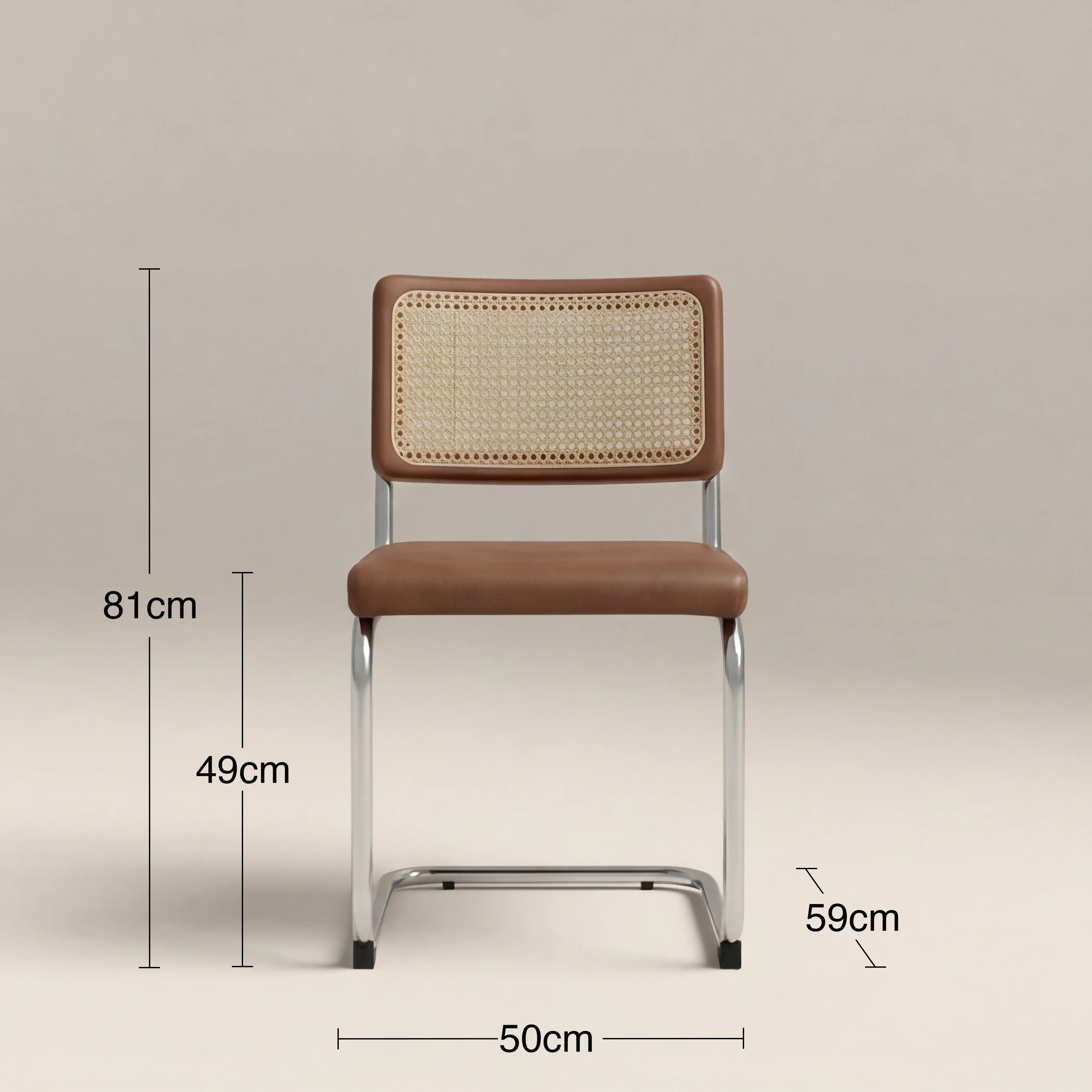 Kenton Dining Chair | Vintage Tan Faux Leather & Chrome - Image 7