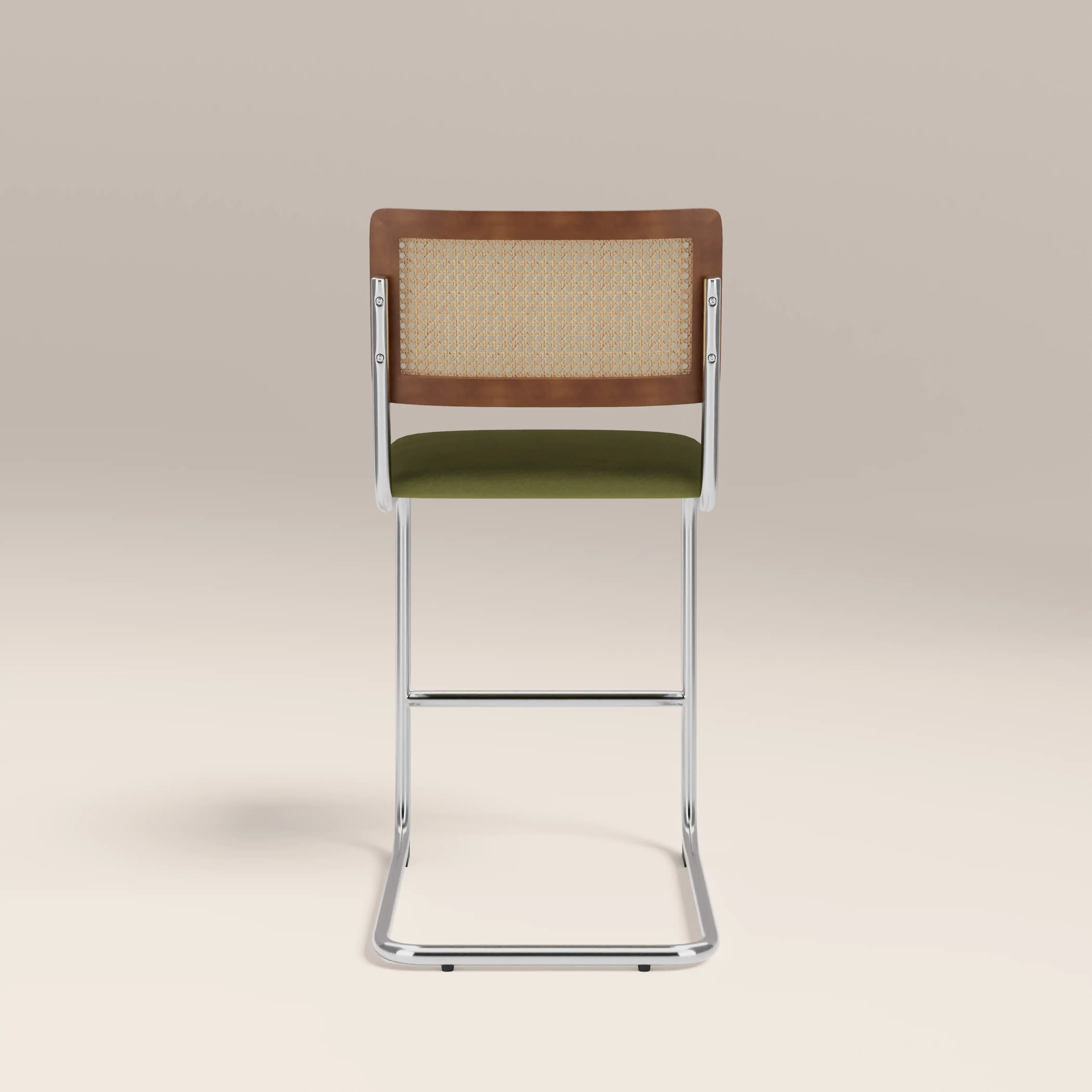 Kenton Kitchen Stool | Olive Green Sustainable Velvet & Chrome - Image 6