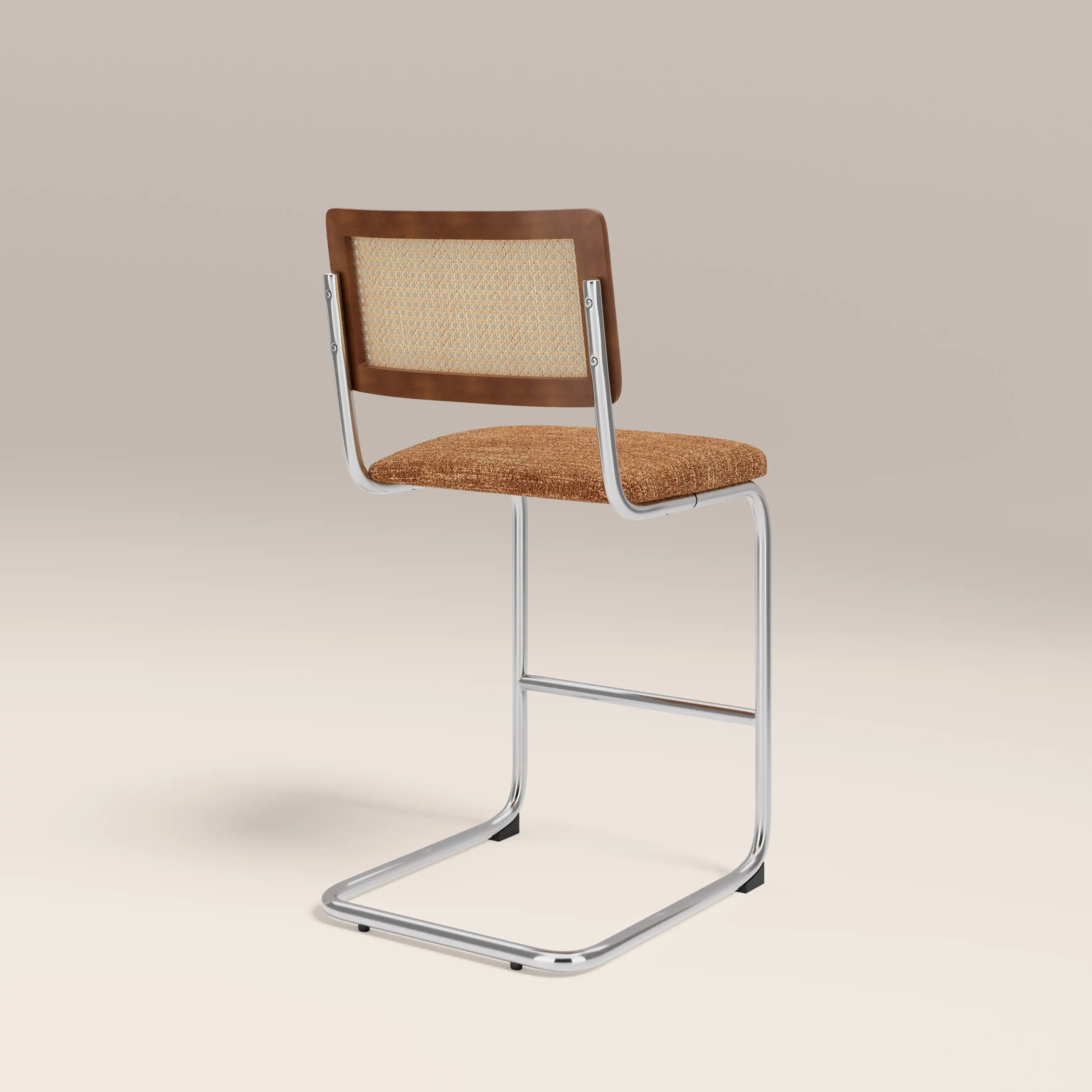 Kenton Kitchen Stool | Speckled Honey Sustainable Boucle & Chrome - Image 5