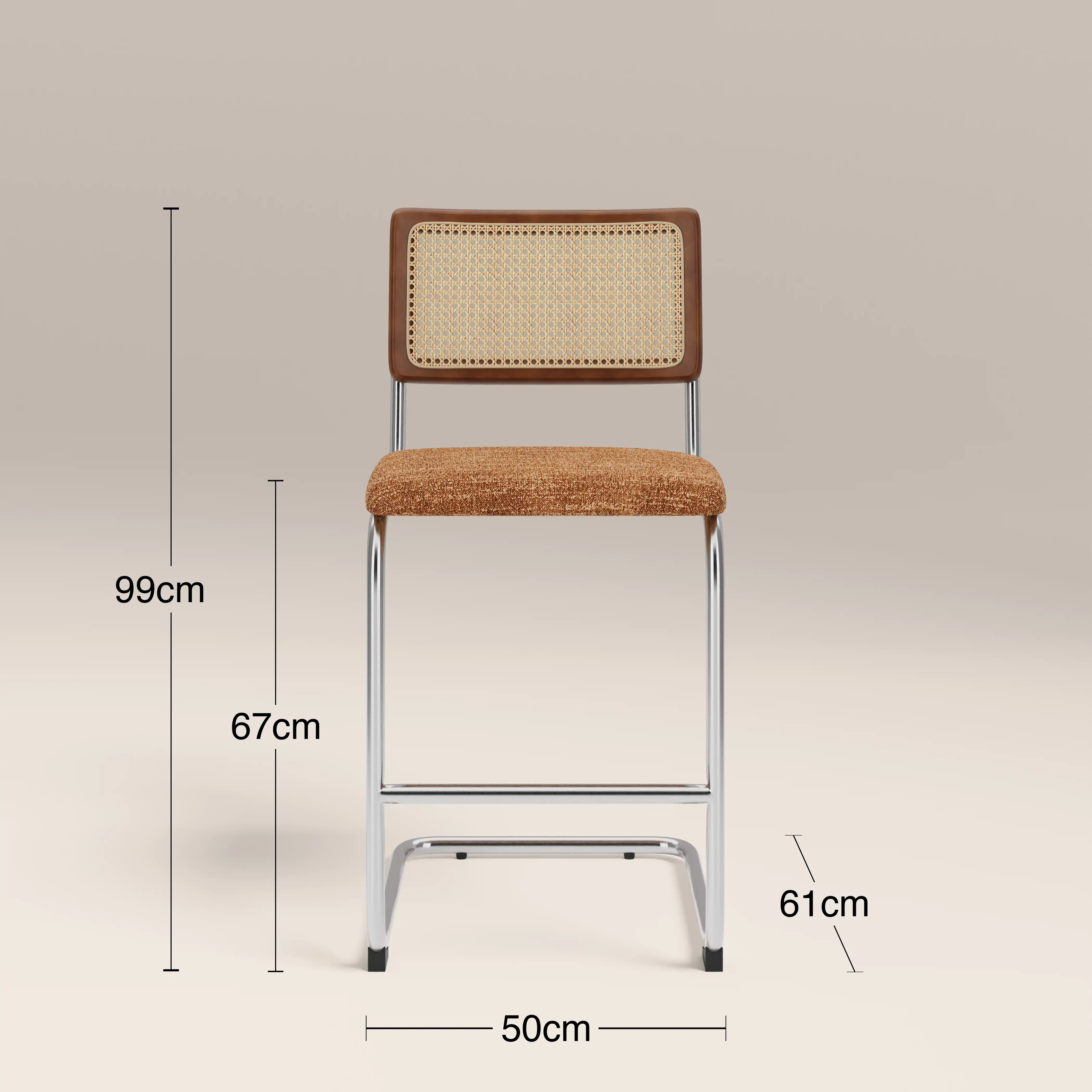Kenton Kitchen Stool | Speckled Honey Sustainable Boucle & Chrome - Image 7