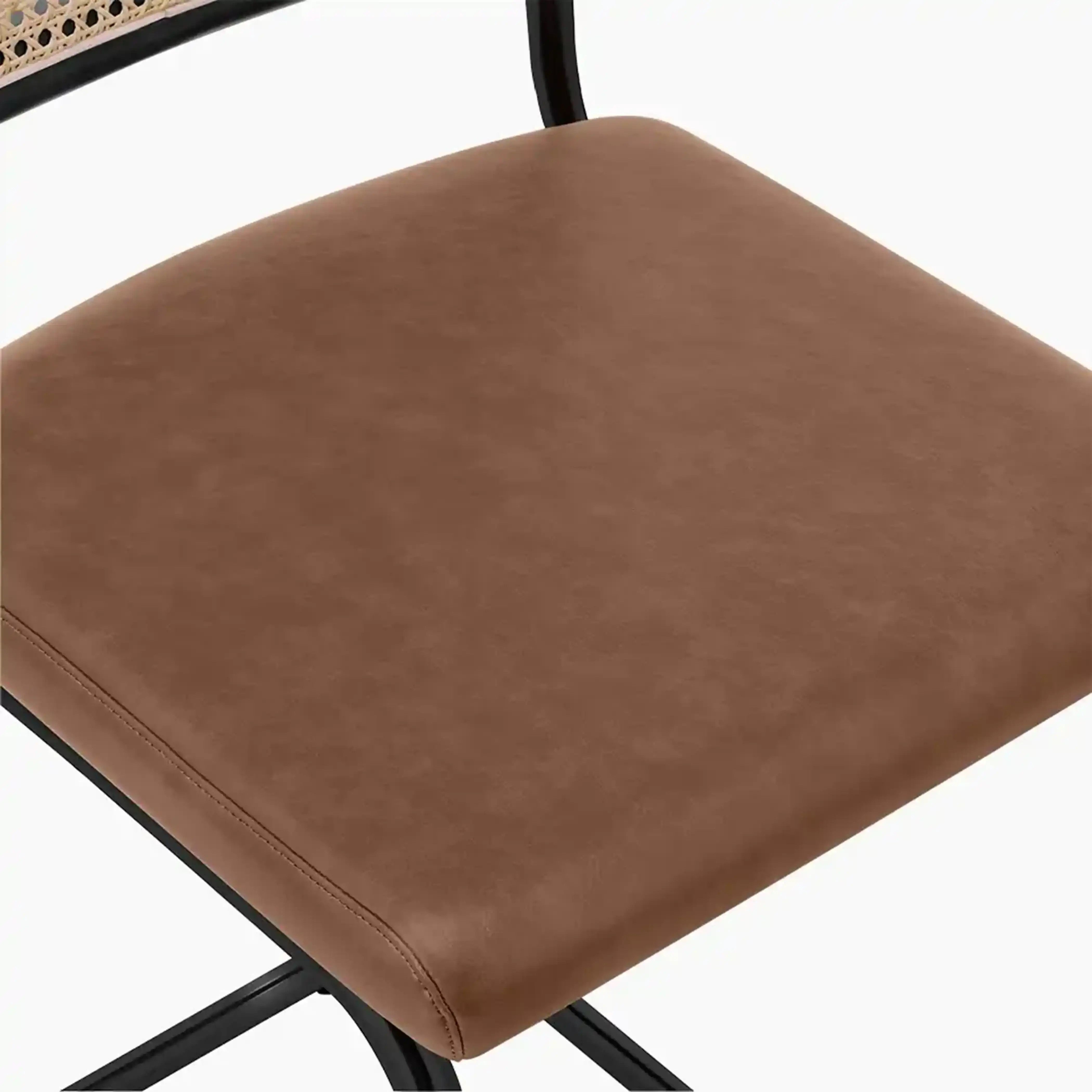 Kenton Kitchen Stool | Vintage Tan Faux Leather & Black - Image 6