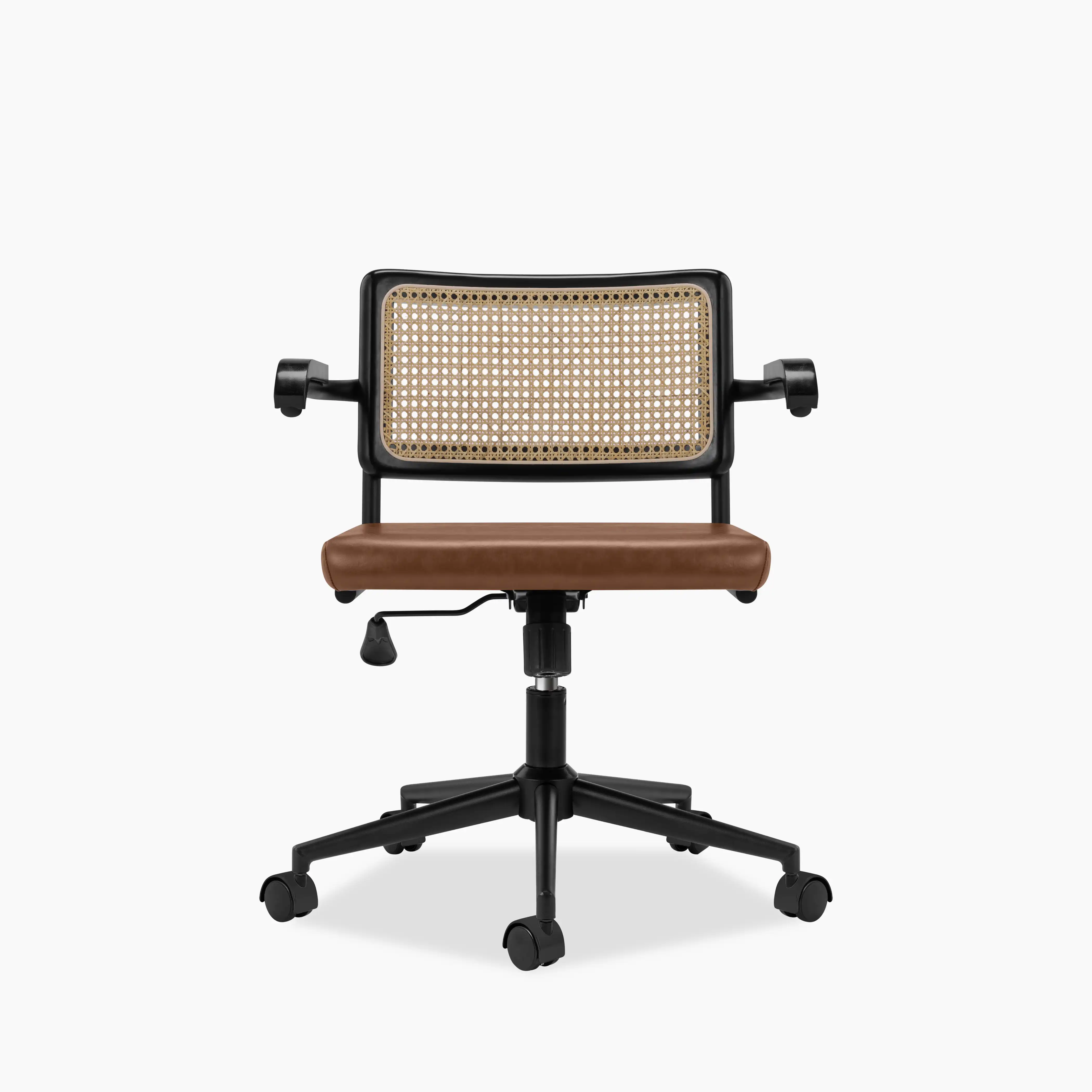 Kenton Office Chair | Vintage Tan Faux Leather & Black - Image 4