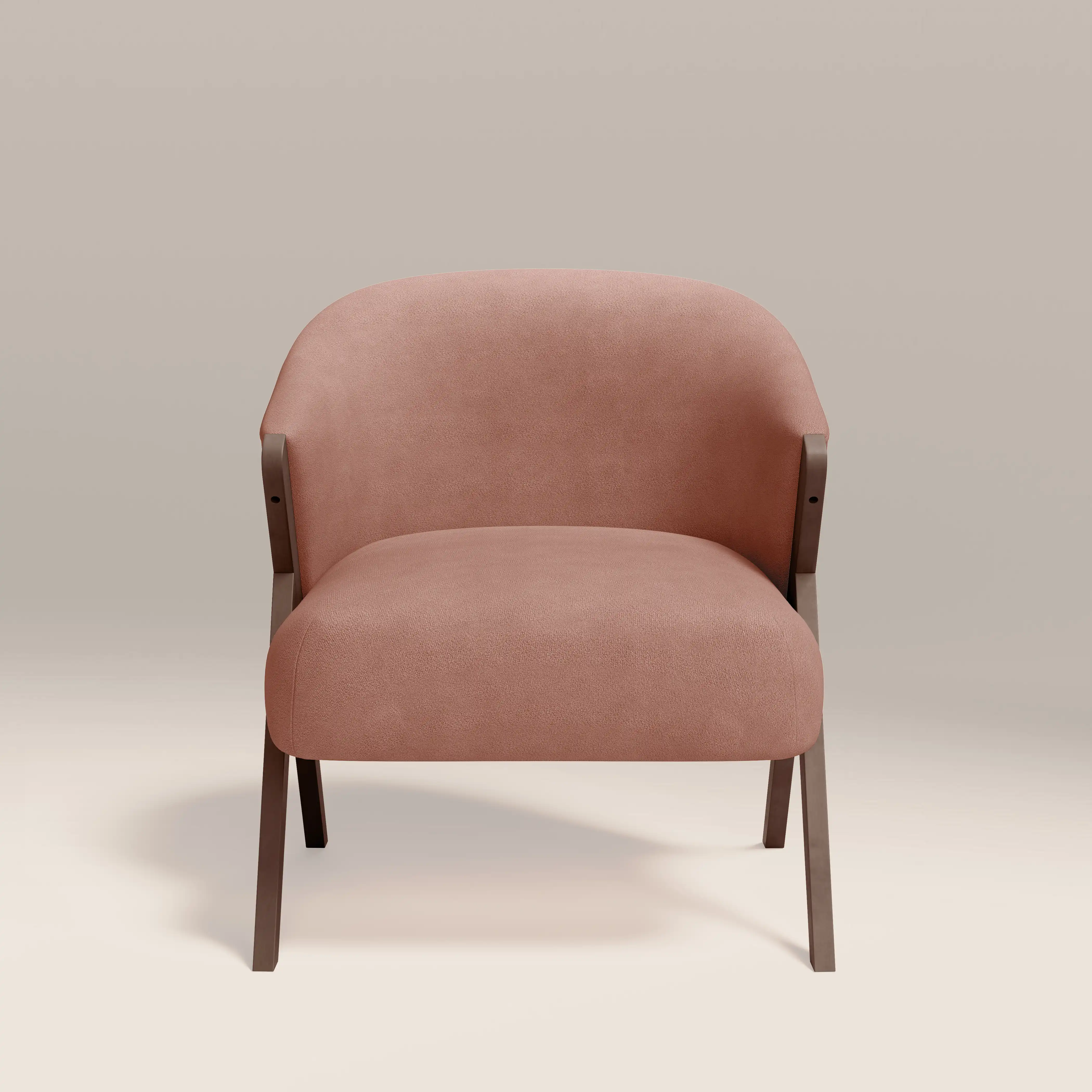 Kira Accent Chair | Blush Pink Sustainable Velvet & Walnut - Image 3