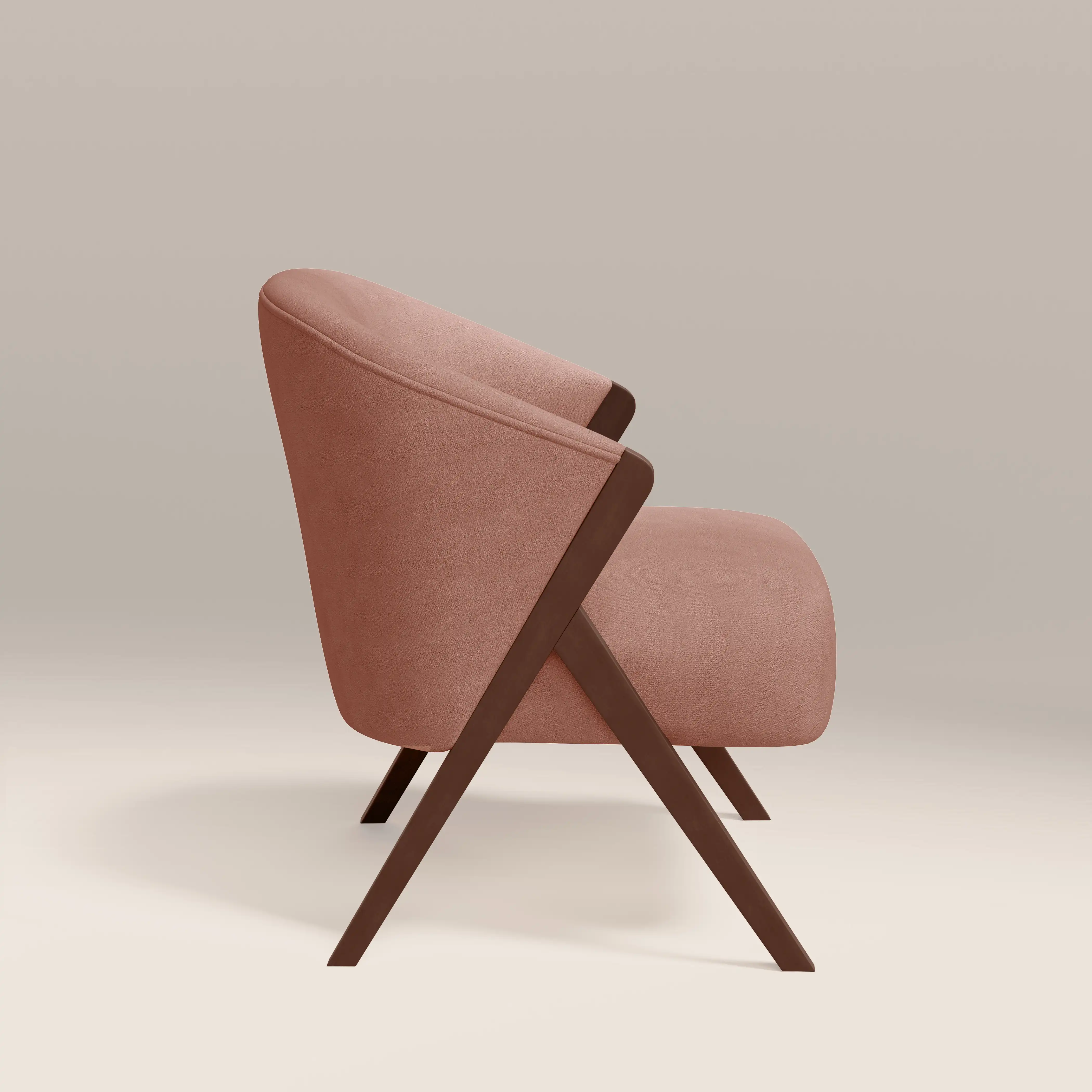 Kira Accent Chair | Blush Pink Sustainable Velvet & Walnut - Image 5