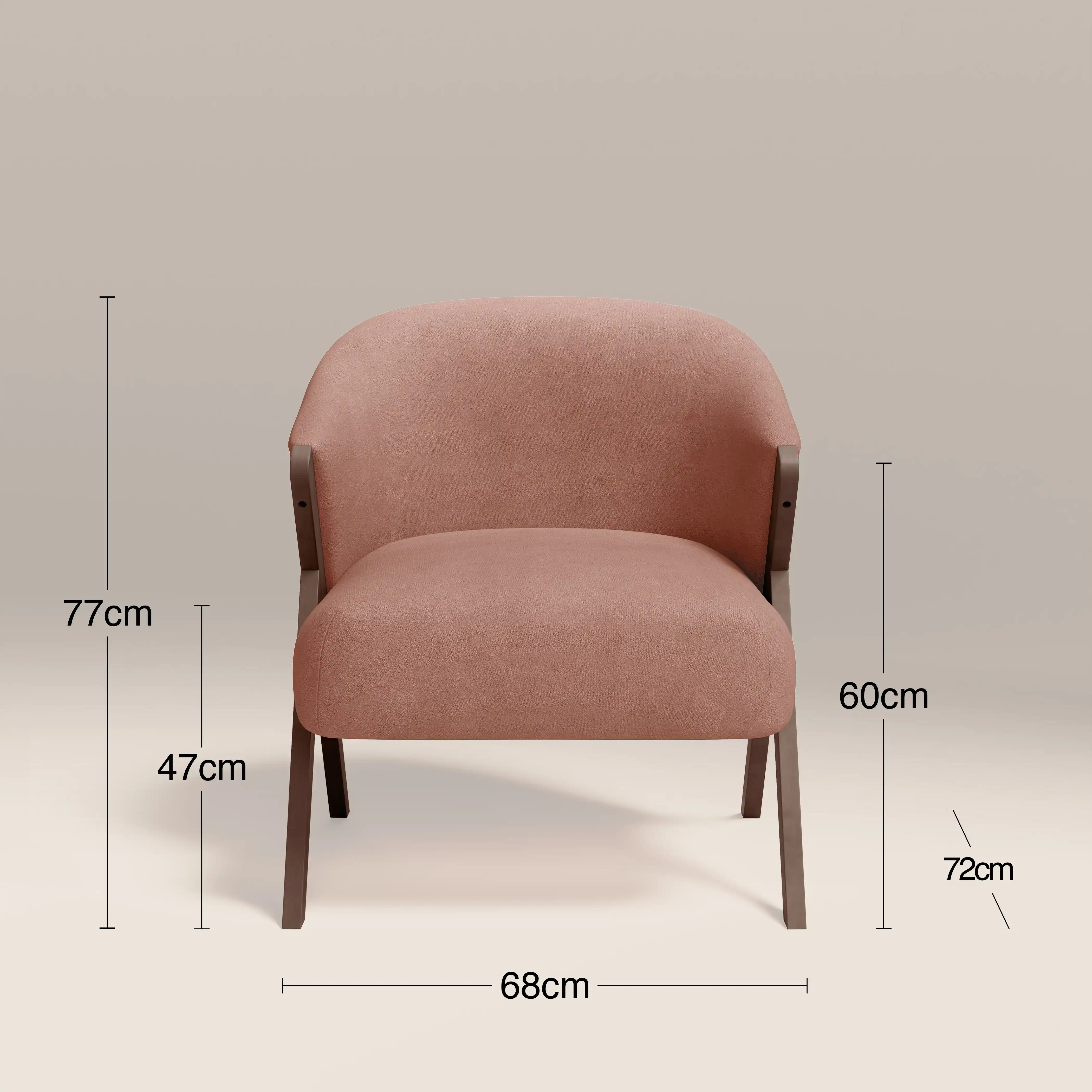Kira Accent Chair | Blush Pink Sustainable Velvet & Walnut - Image 8