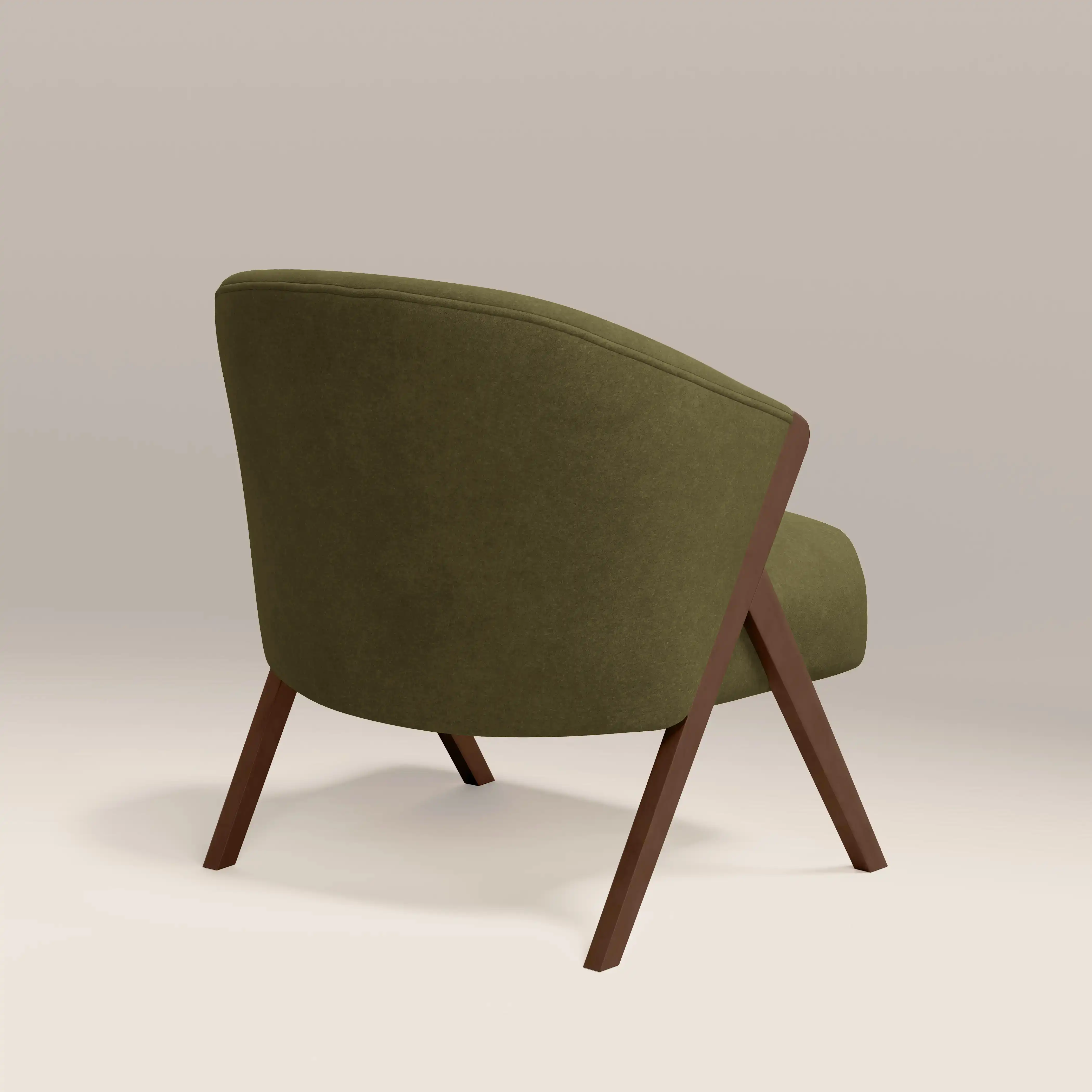 Kira Accent Chair | Moss Green Sustainable Mohair Velvet & Walnut - Image 6