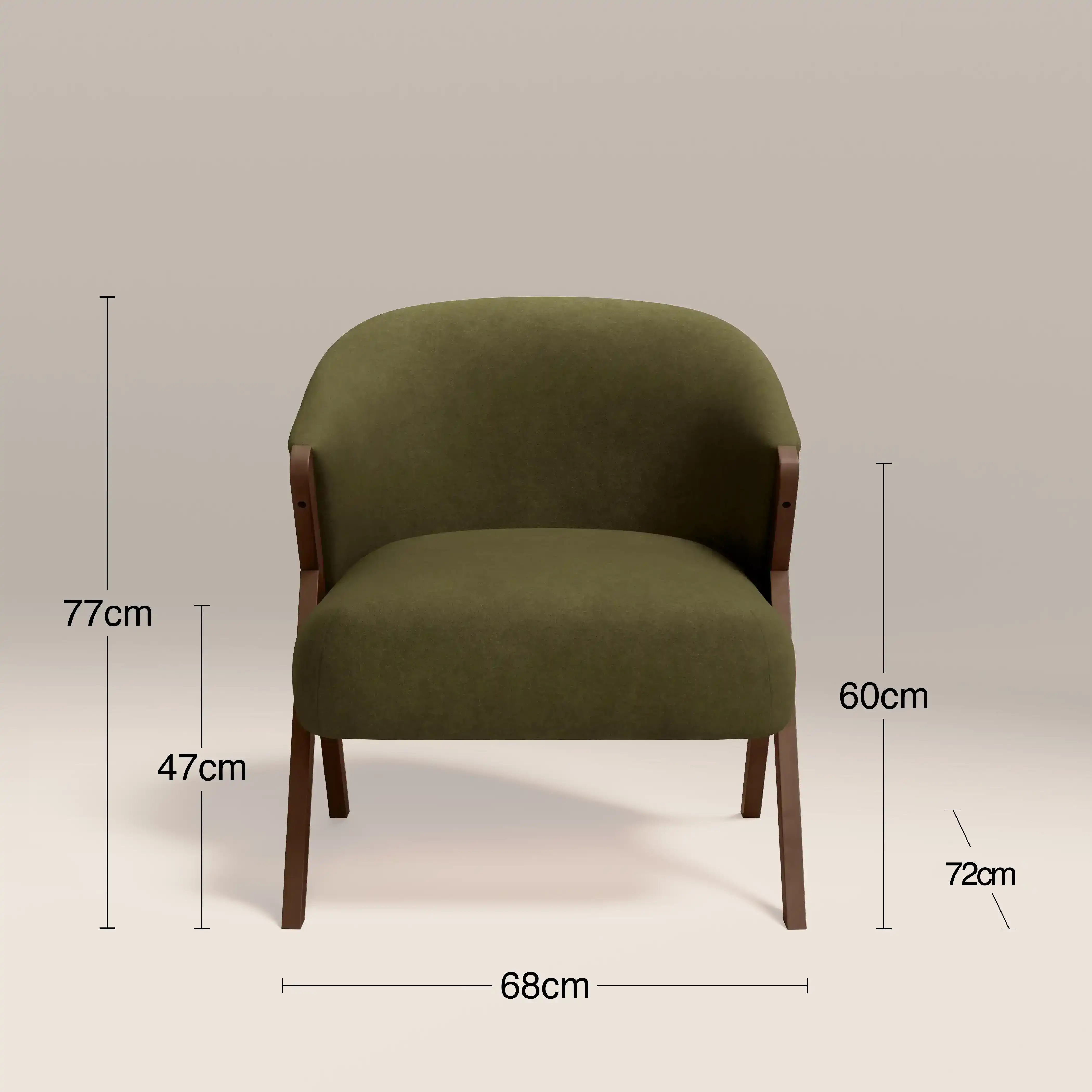 Kira Accent Chair | Moss Green Sustainable Mohair Velvet & Walnut - Image 8
