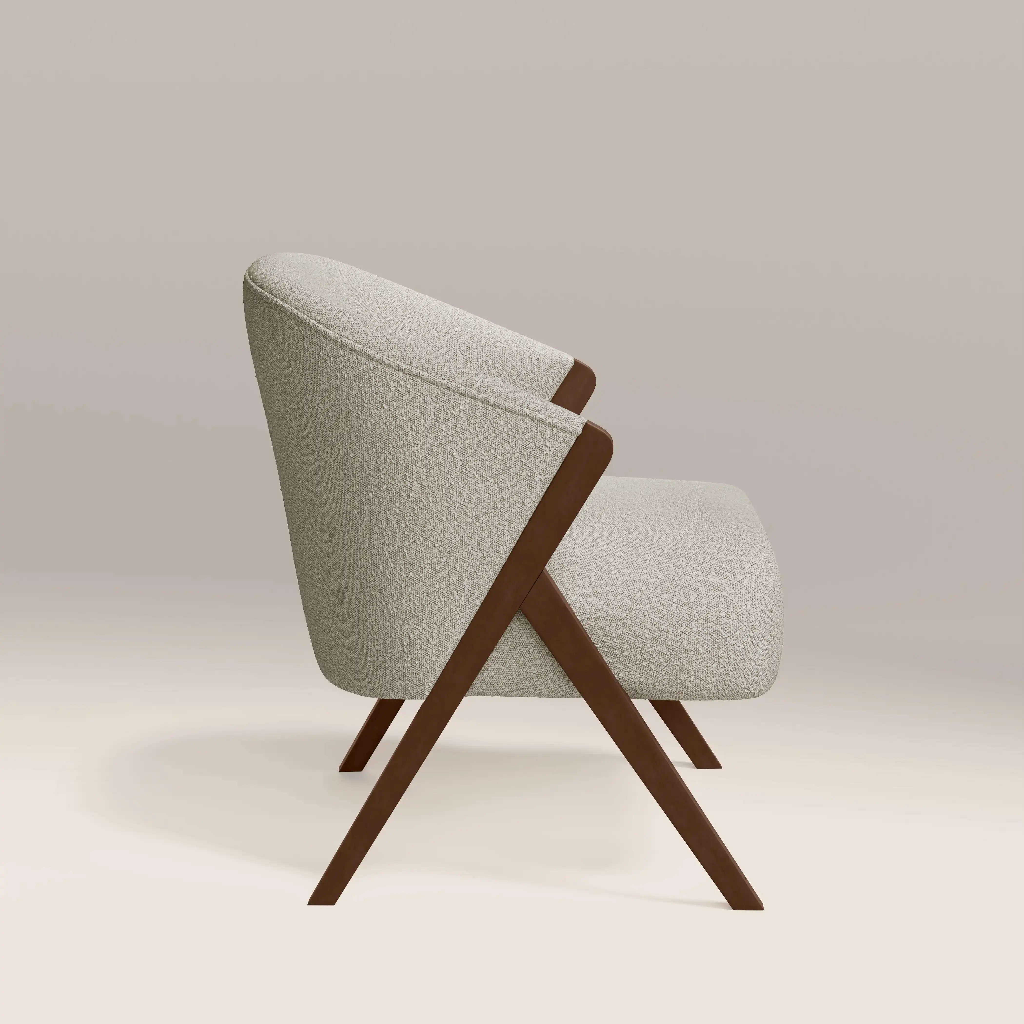 Kira Accent Chair | Speckled Stone Sustainable Boucle & Walnut - Image 5