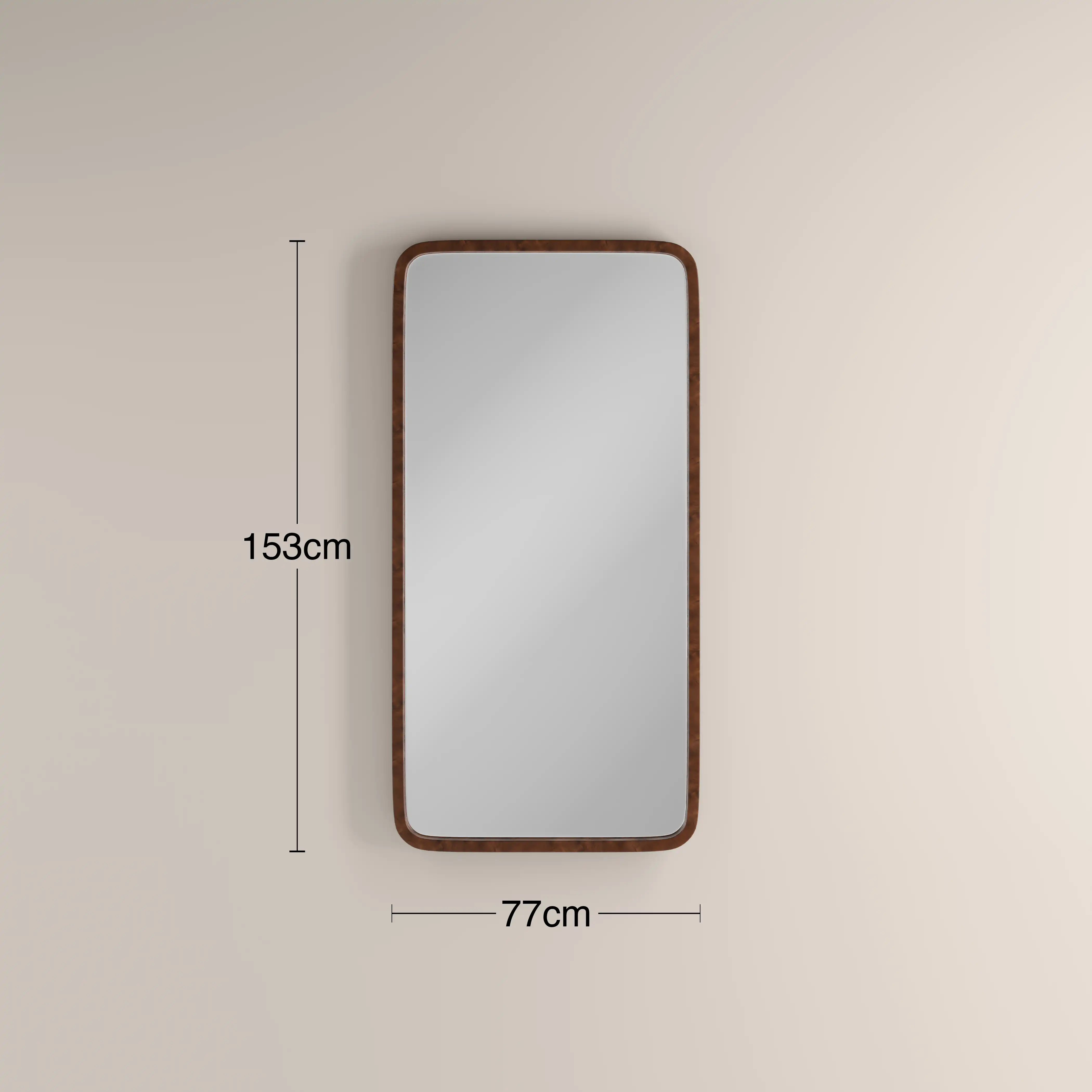 Kolson Rectangle Full Length Mirror, 153 x 77 cm | Walnut Burl Wood - Image 4