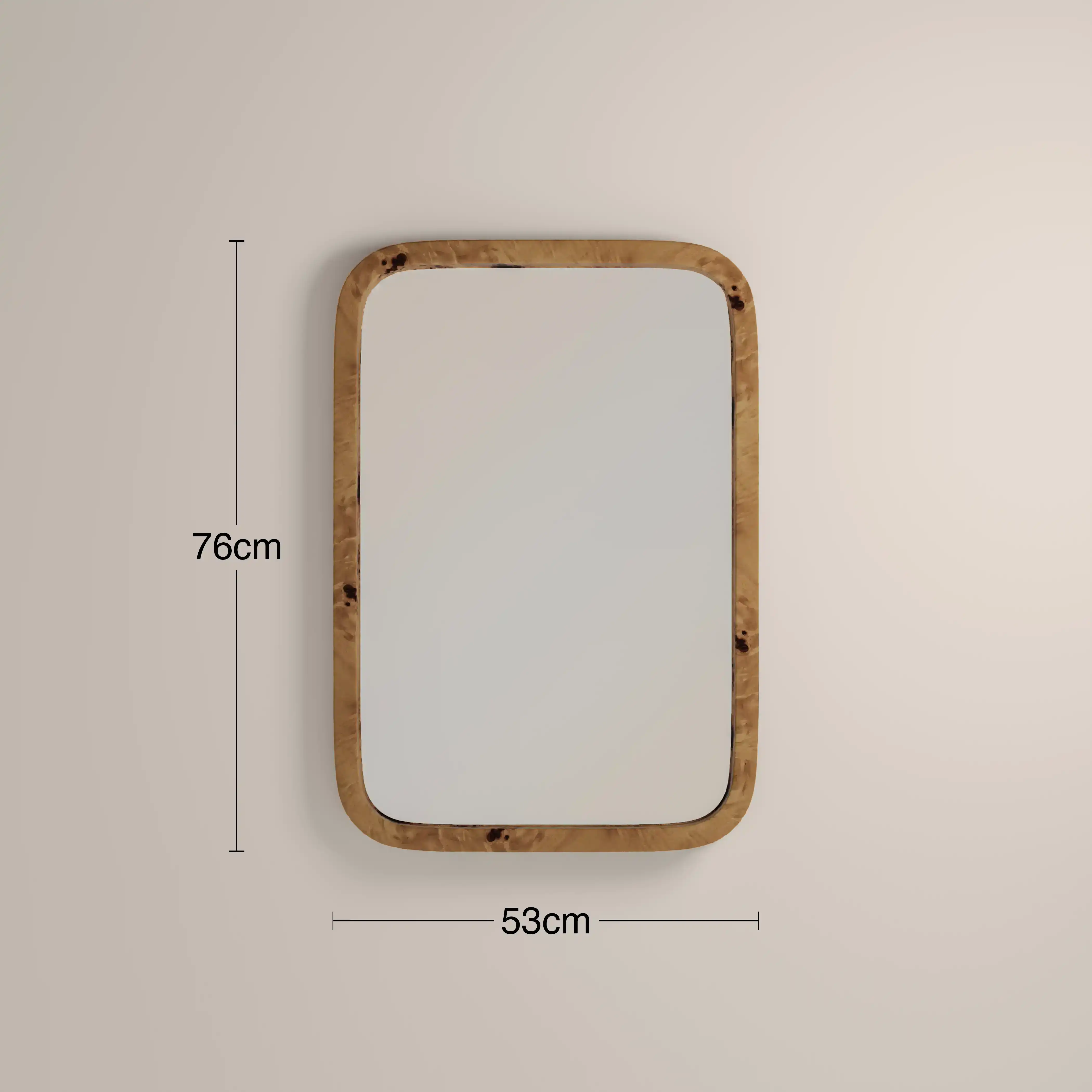Kolson Rectangle Wall Mirror, 76 x 53 cm | Natural Burl Wood - Image 5