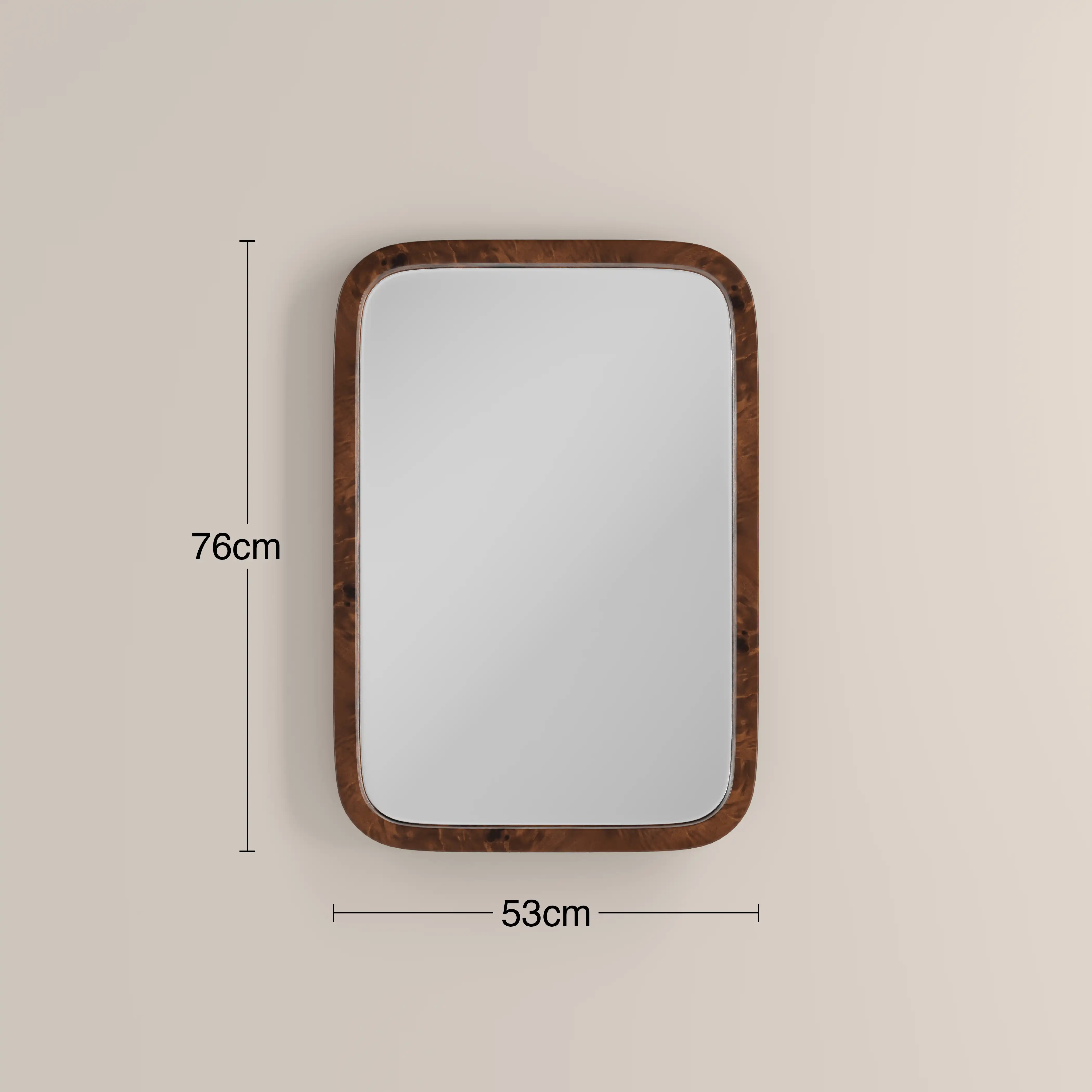 Kolson Rectangle Wall Mirror, 76 x 53 cm | Walnut Burl Wood - Image 4
