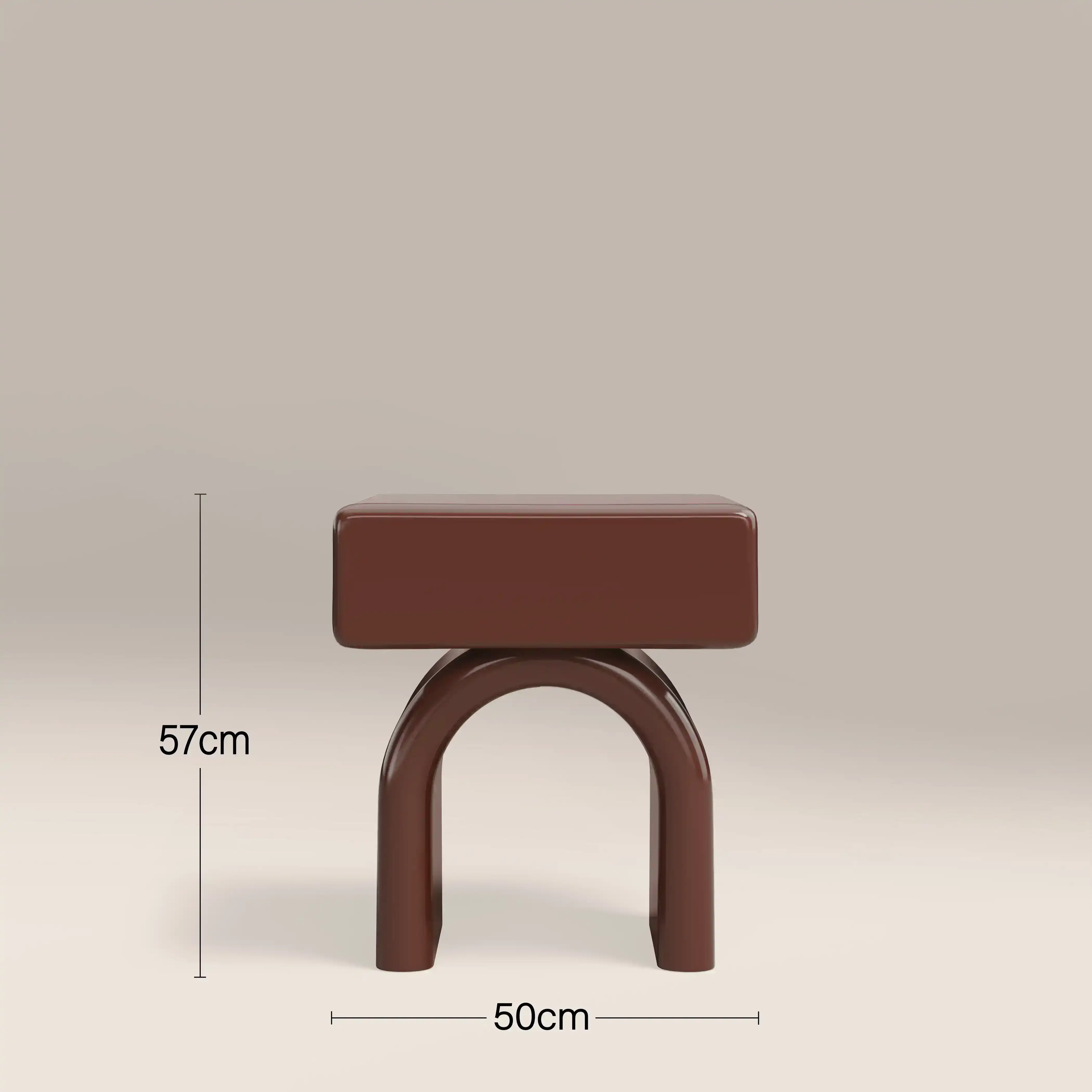 Kudo 1 Drawer Bedside Table | High Gloss Burgundy - Image 5