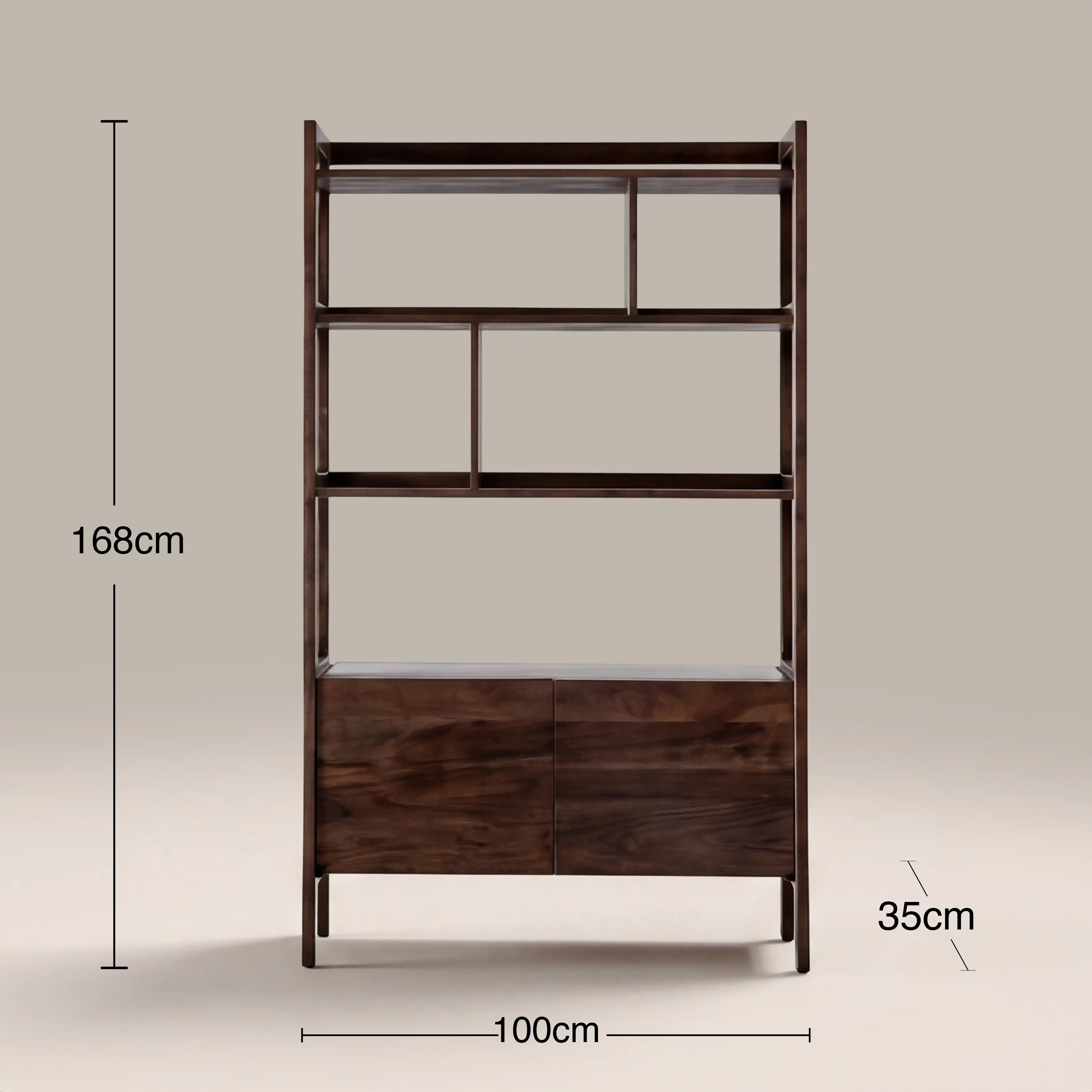 Lambert Wooden Display Unit | Walnut & White Marble - Image 5