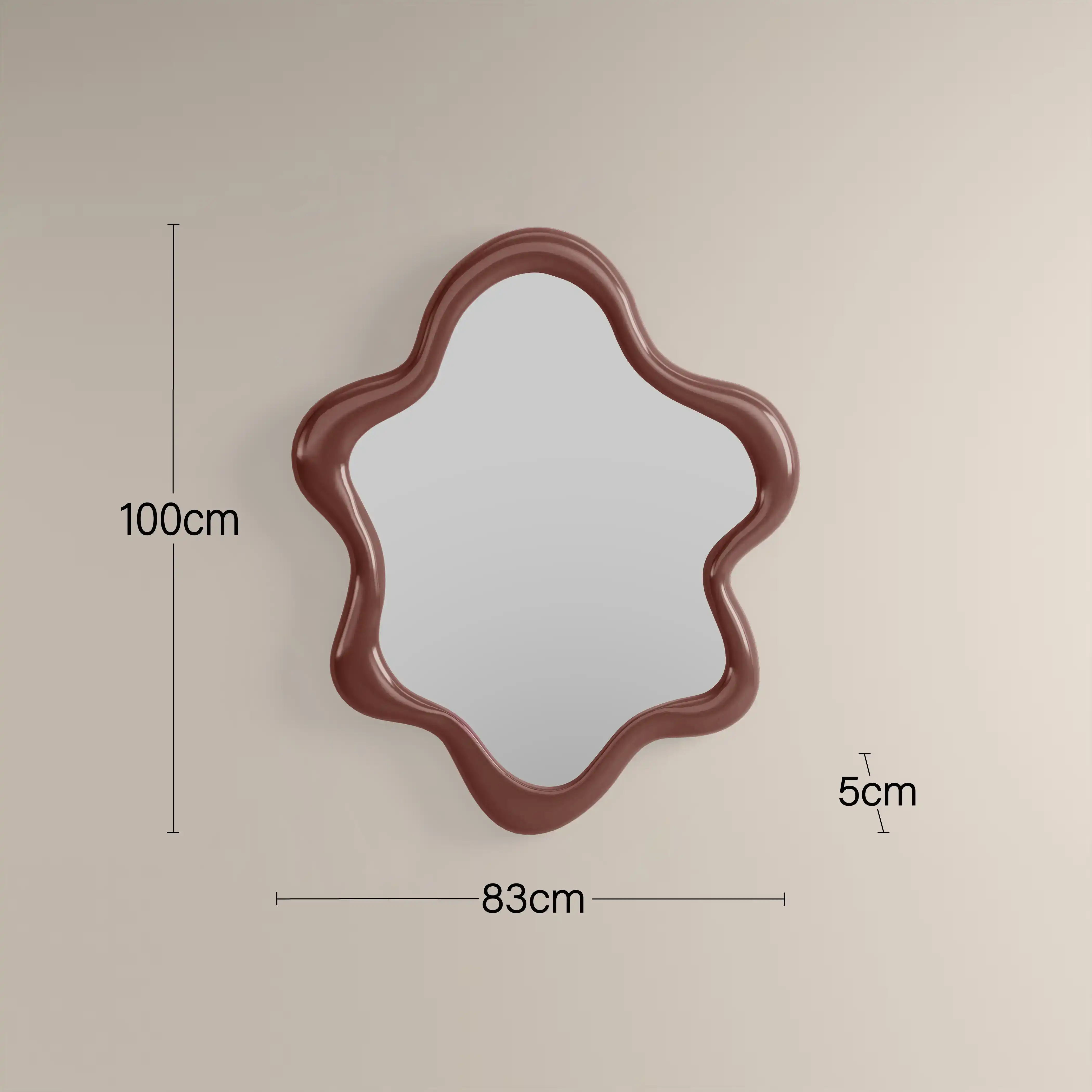 Lenny Wavy Wall Mirror, 100 x 83 cm |  High Gloss Burgundy - Image 3