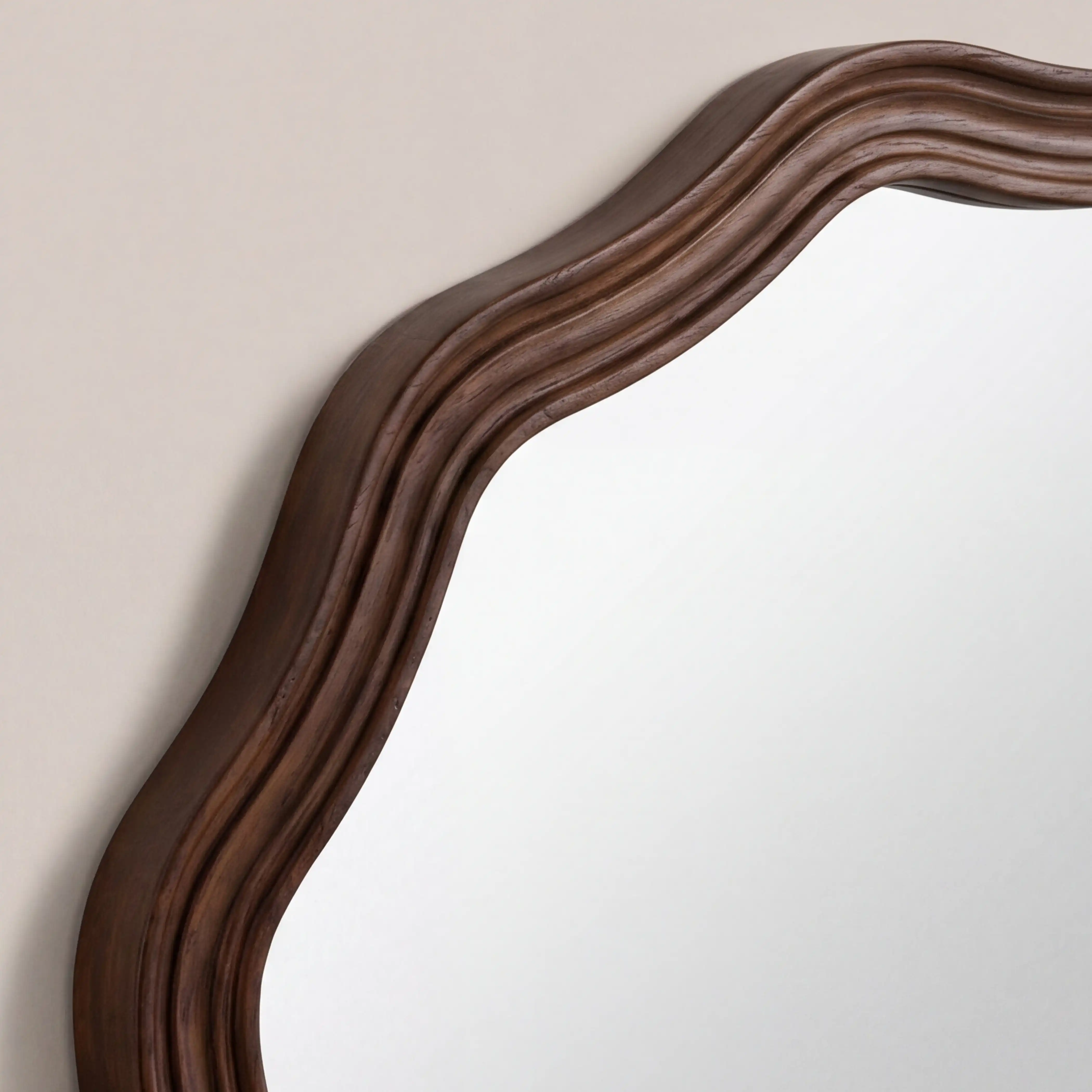 Lillian Round Wall Mirror, 95 cm | Walnut - Image 4