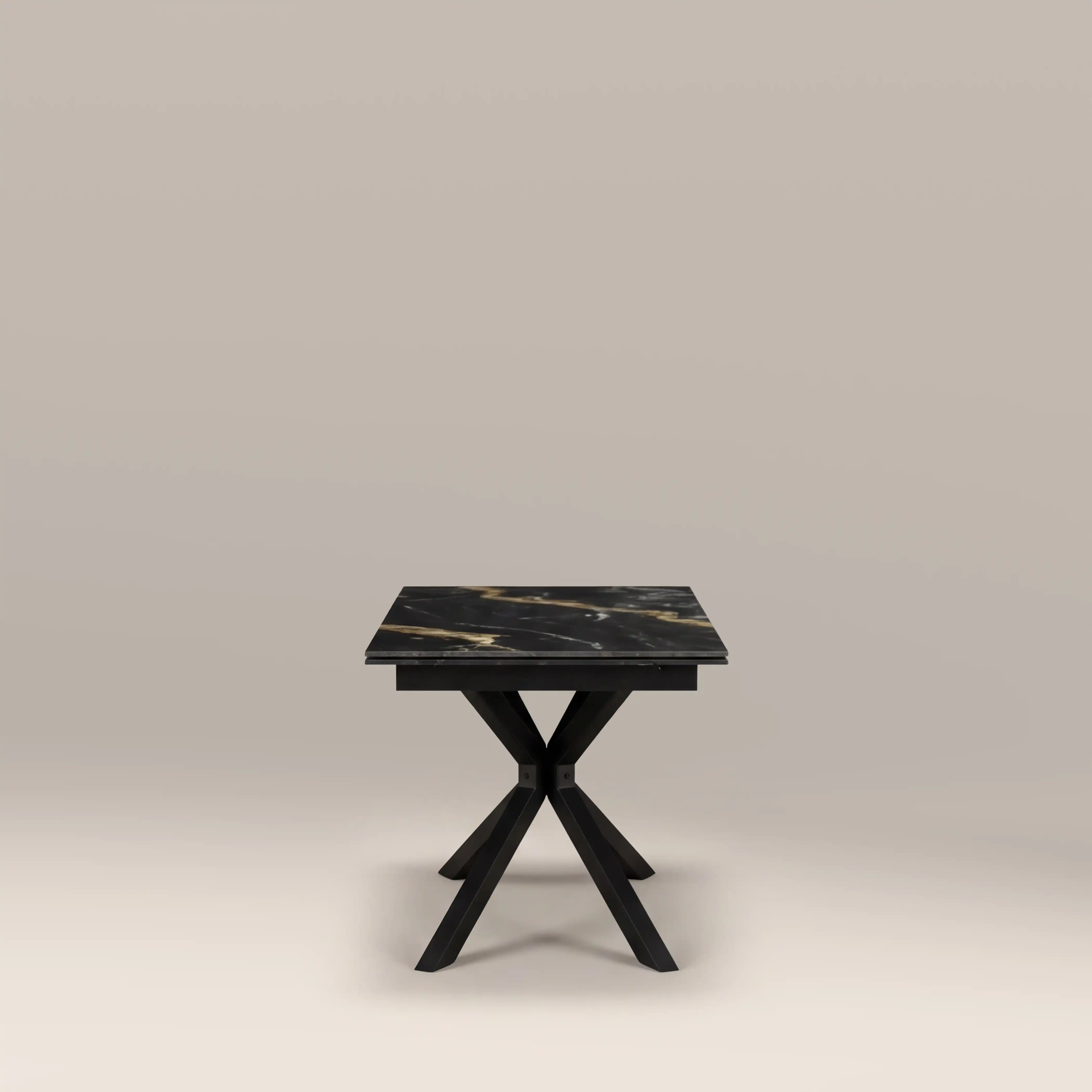 Lincoln 6-10 Seat Rectangle Extendable Dining Table | Black Marble Effect Sintered Stone & Black - Image 6