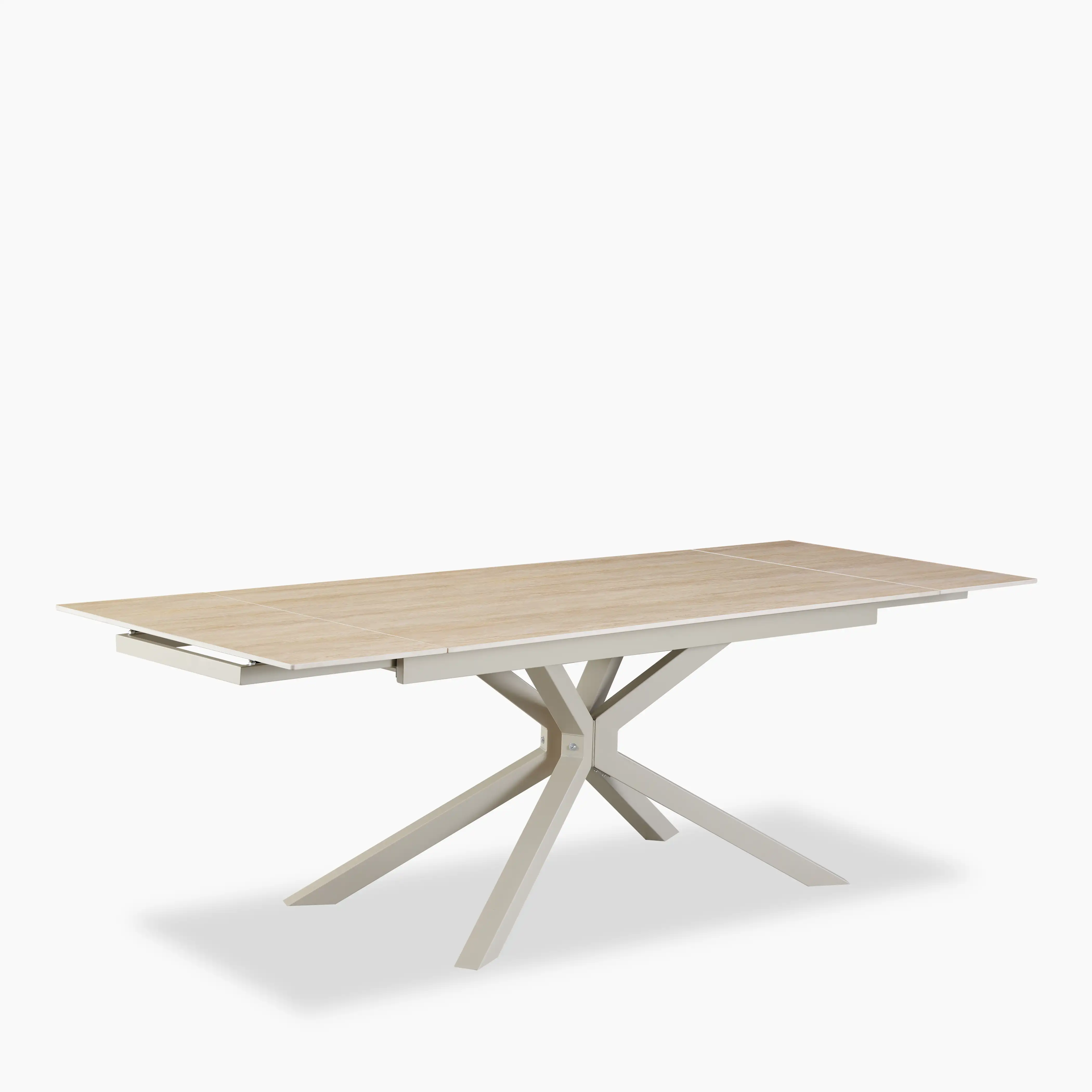 Lincoln 6-10 Seat Rectangle Extendable Dining Table | Natural Travertine Effect Sintered Stone & Taupe - Image 3