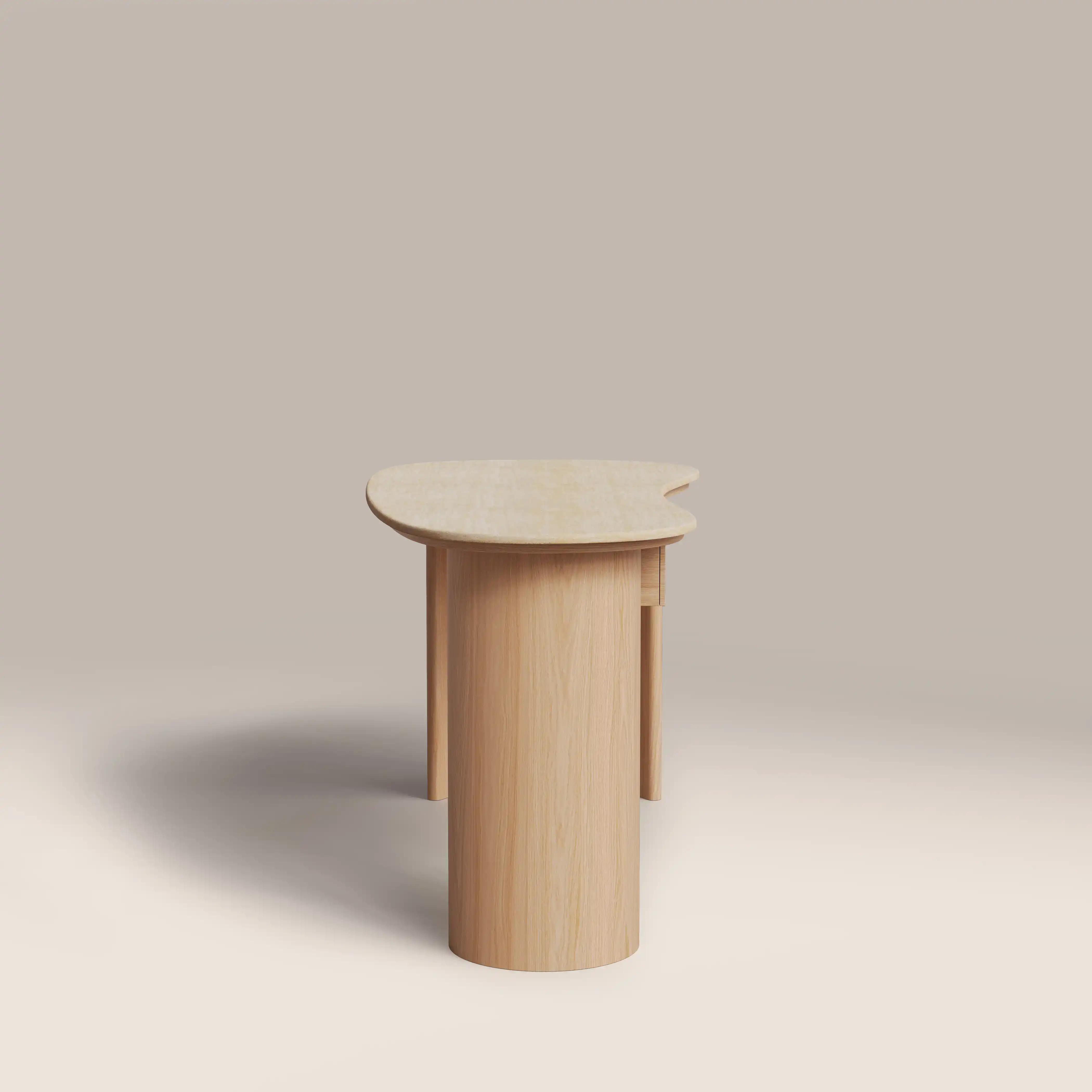 Lois 1 Drawer Desk | Natural Travertine Effect Stone & Oak - Image 4