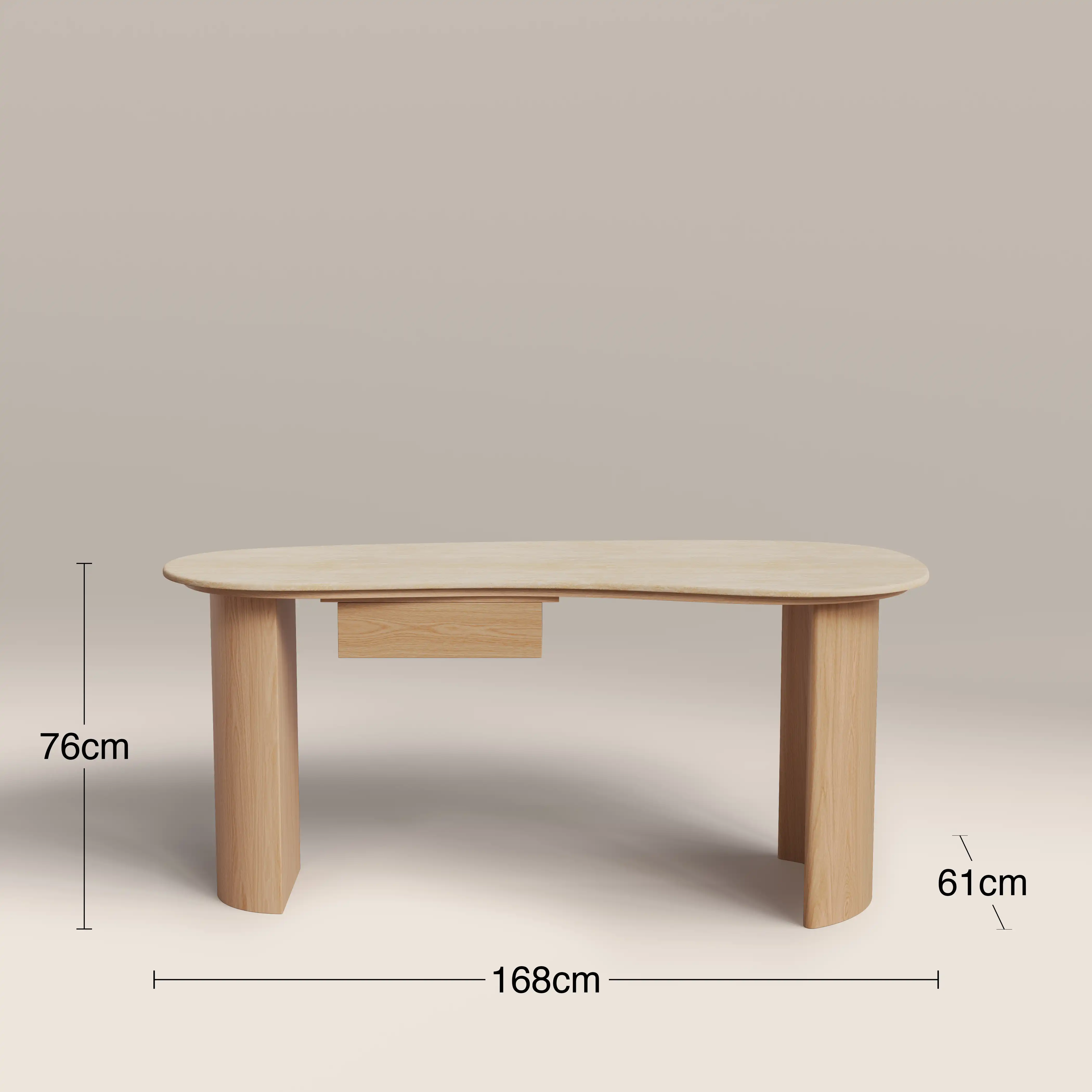 Lois 1 Drawer Desk | Natural Travertine Effect Stone & Oak - Image 6