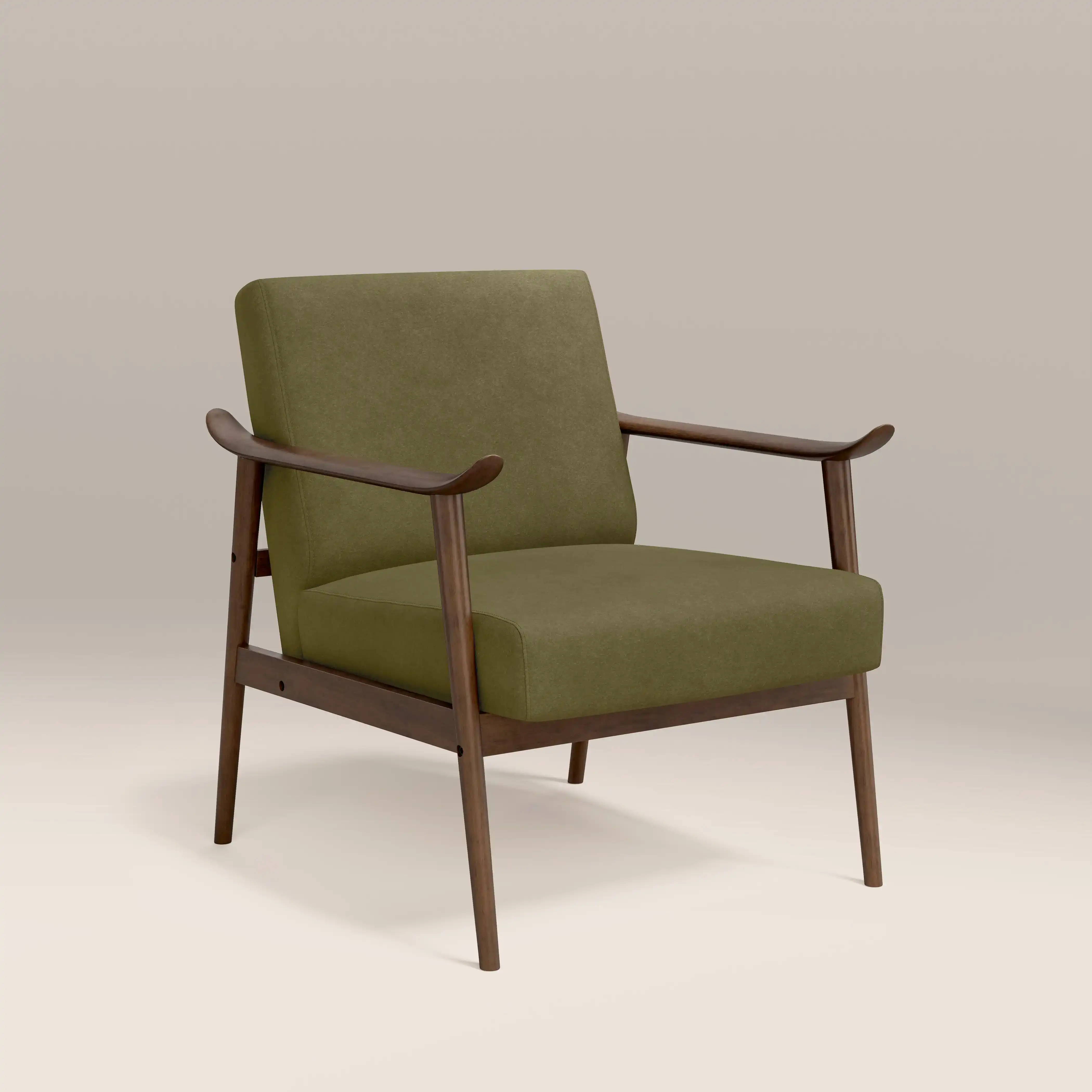 Lola Accent Chair | Moss Green Sustainable Mohair Velvet & Walnut - Image 2