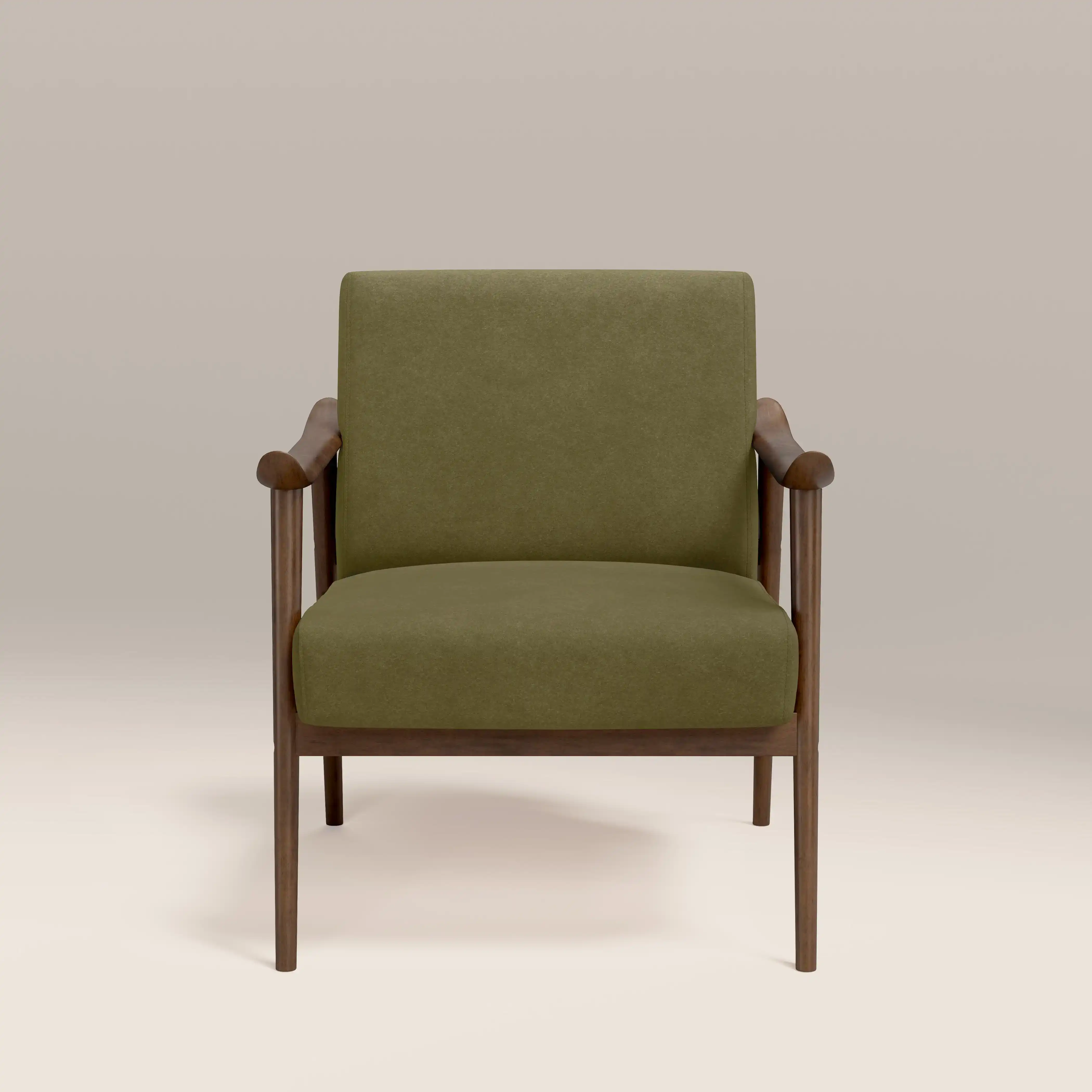 Lola Accent Chair | Moss Green Sustainable Mohair Velvet & Walnut - Image 3