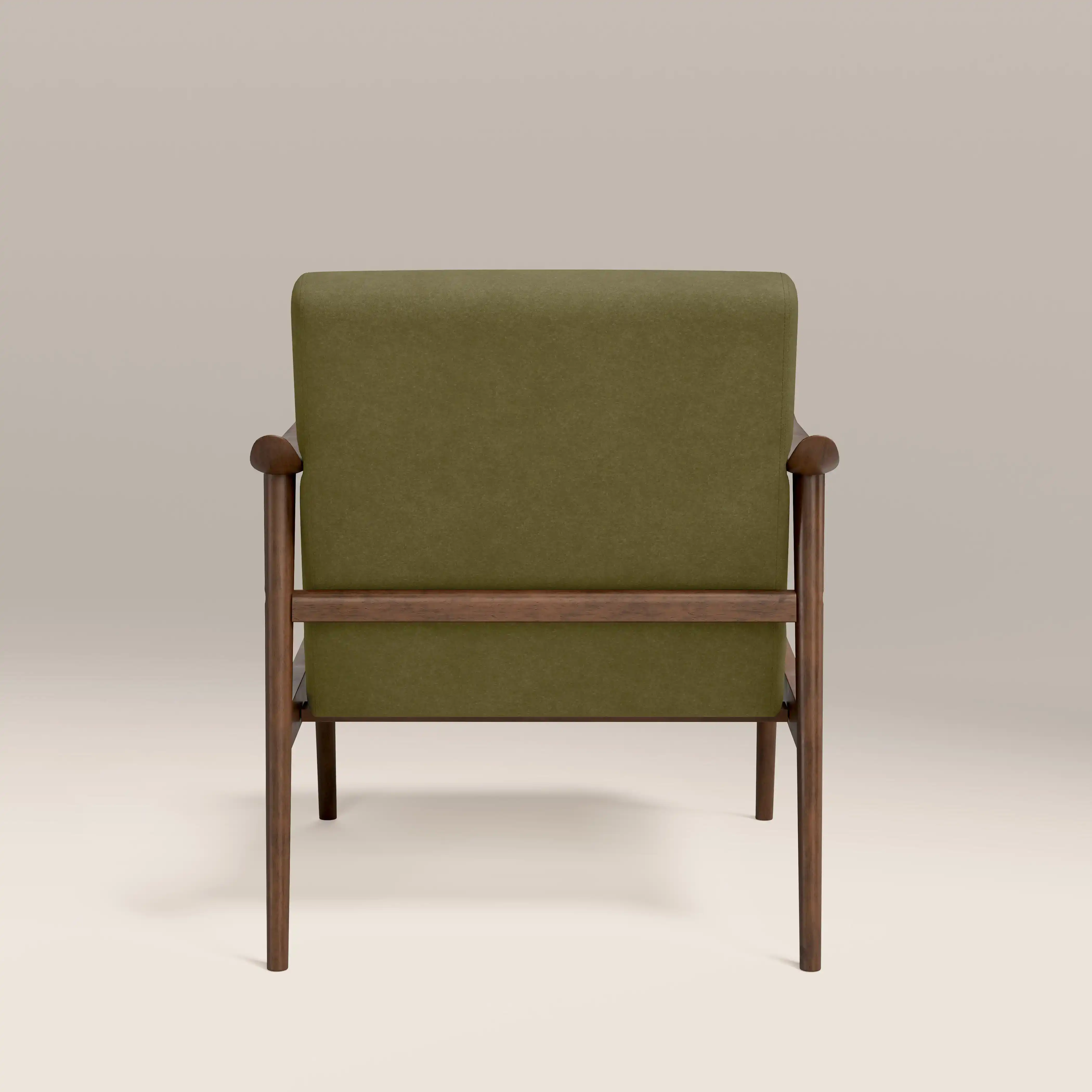 Lola Accent Chair | Moss Green Sustainable Mohair Velvet & Walnut - Image 7