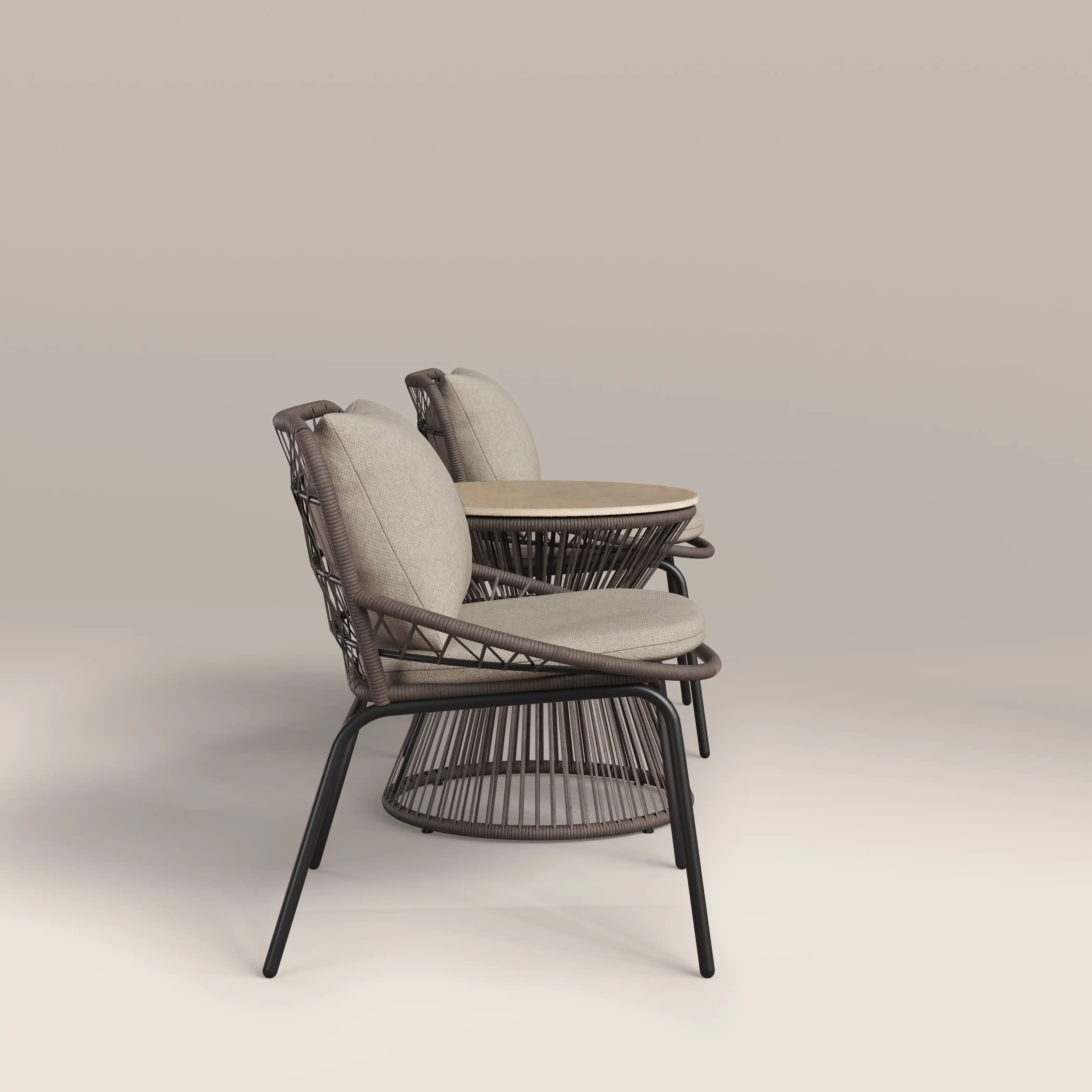 Loren Garden Bistro Lounge  Set |  Natural & Charcoal Rattan - Image 6