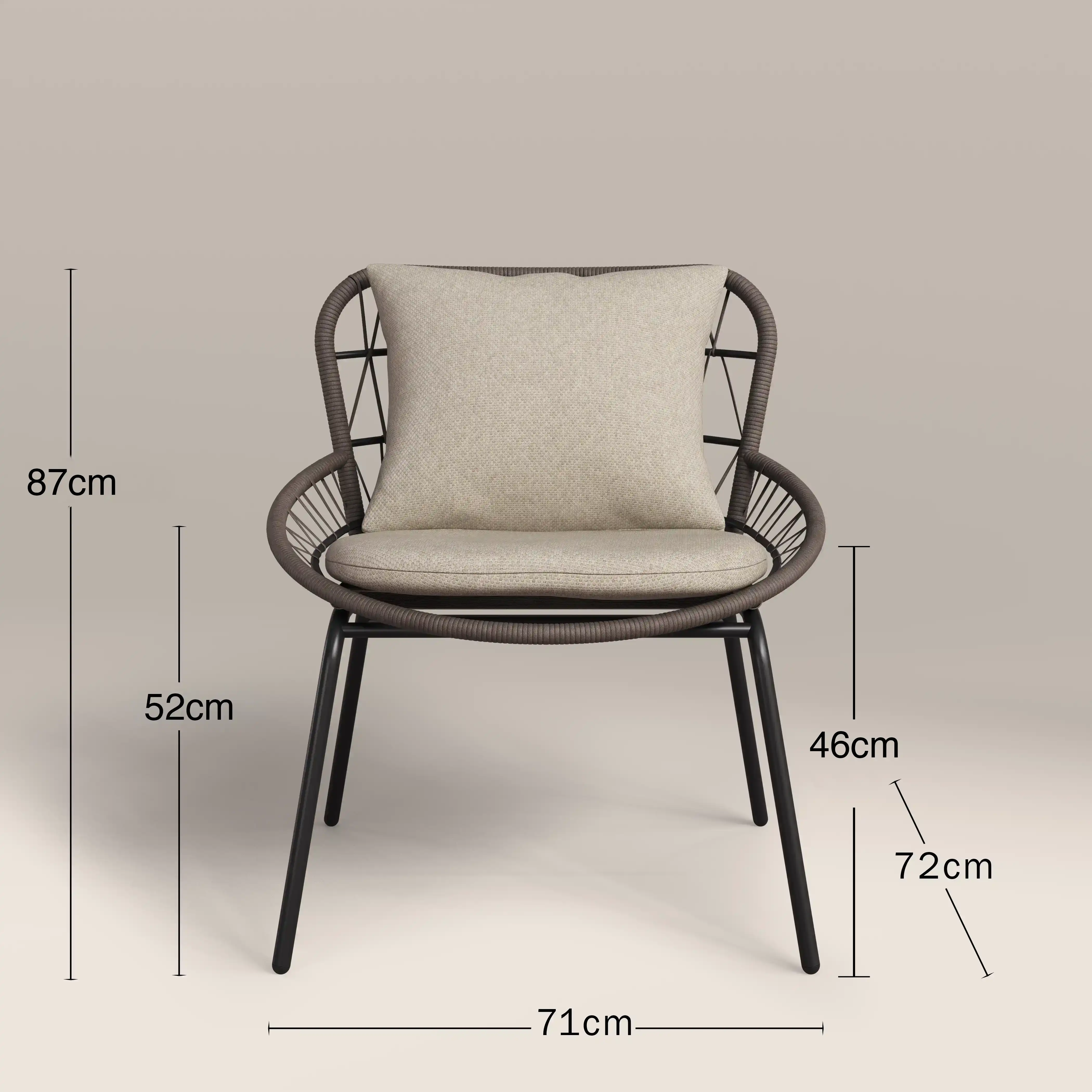 Loren Garden Bistro Lounge  Set |  Natural & Charcoal Rattan - Image 7