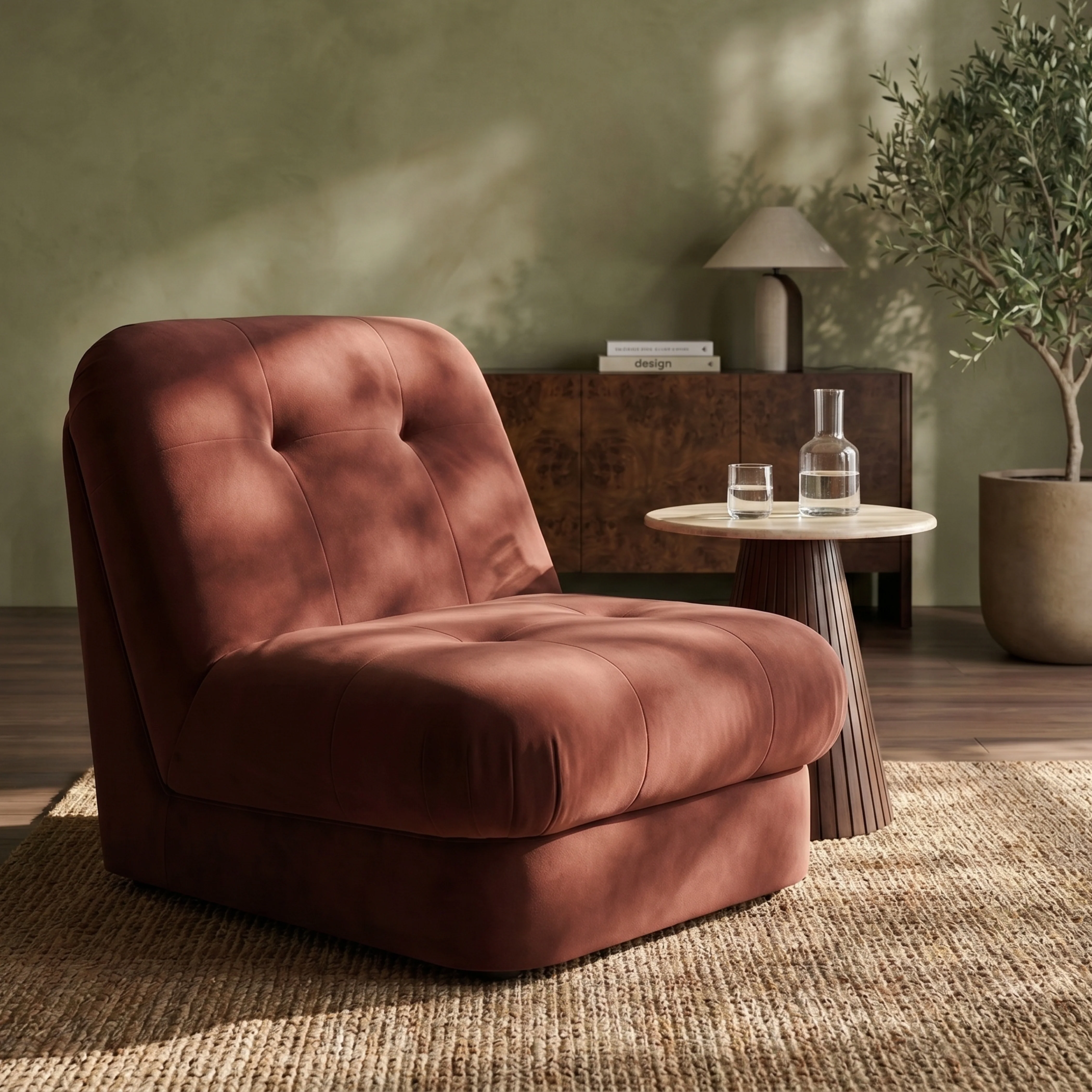 Lorena Armchair | Rust Red Sustainable Velvet - Image 2