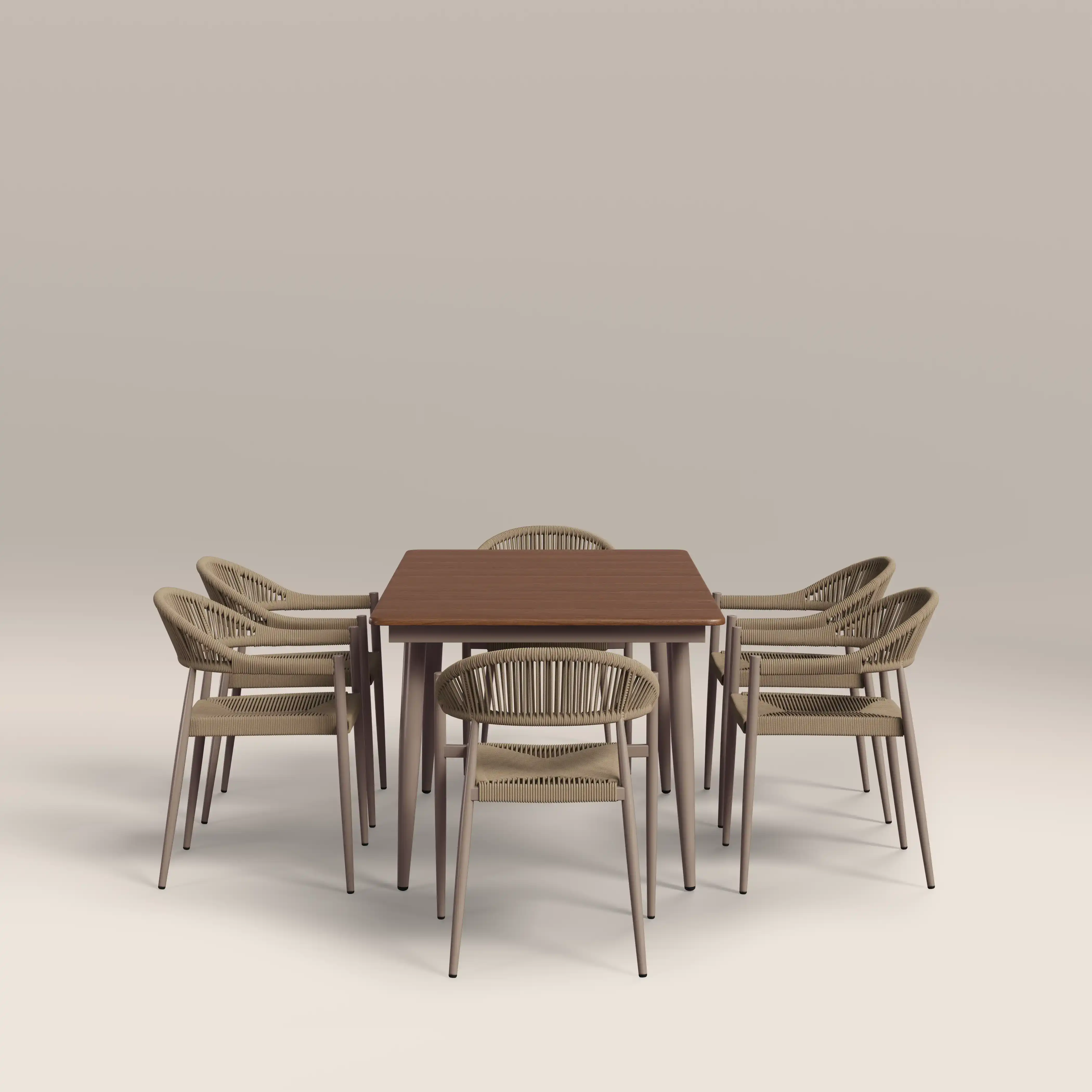 Lorenzo 6 Seat Garden Dining Set | Walnut & Natural - Image 4