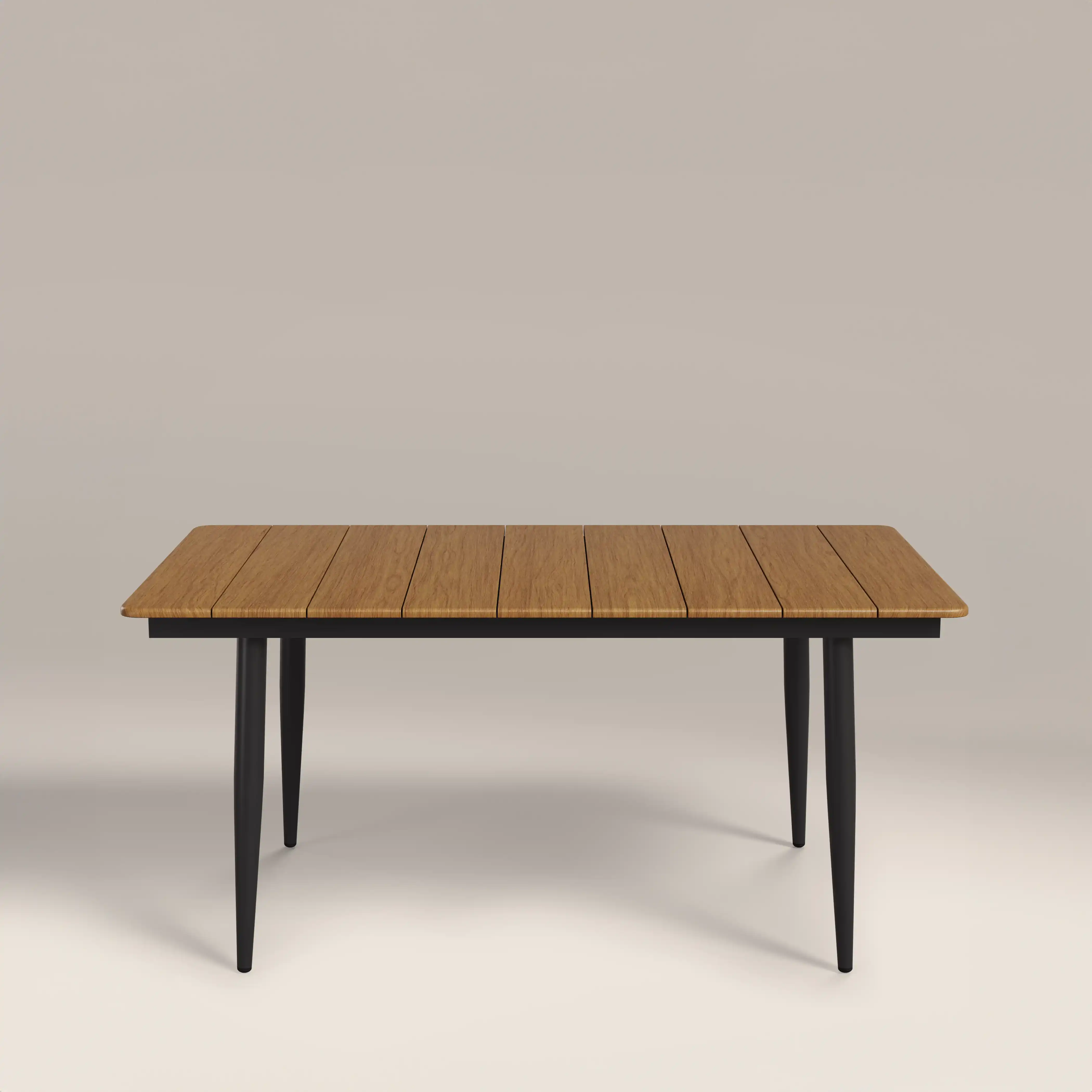 Lorenzo 6 Seat Rectangle Garden Dining Table | Oak & Black - Image 3