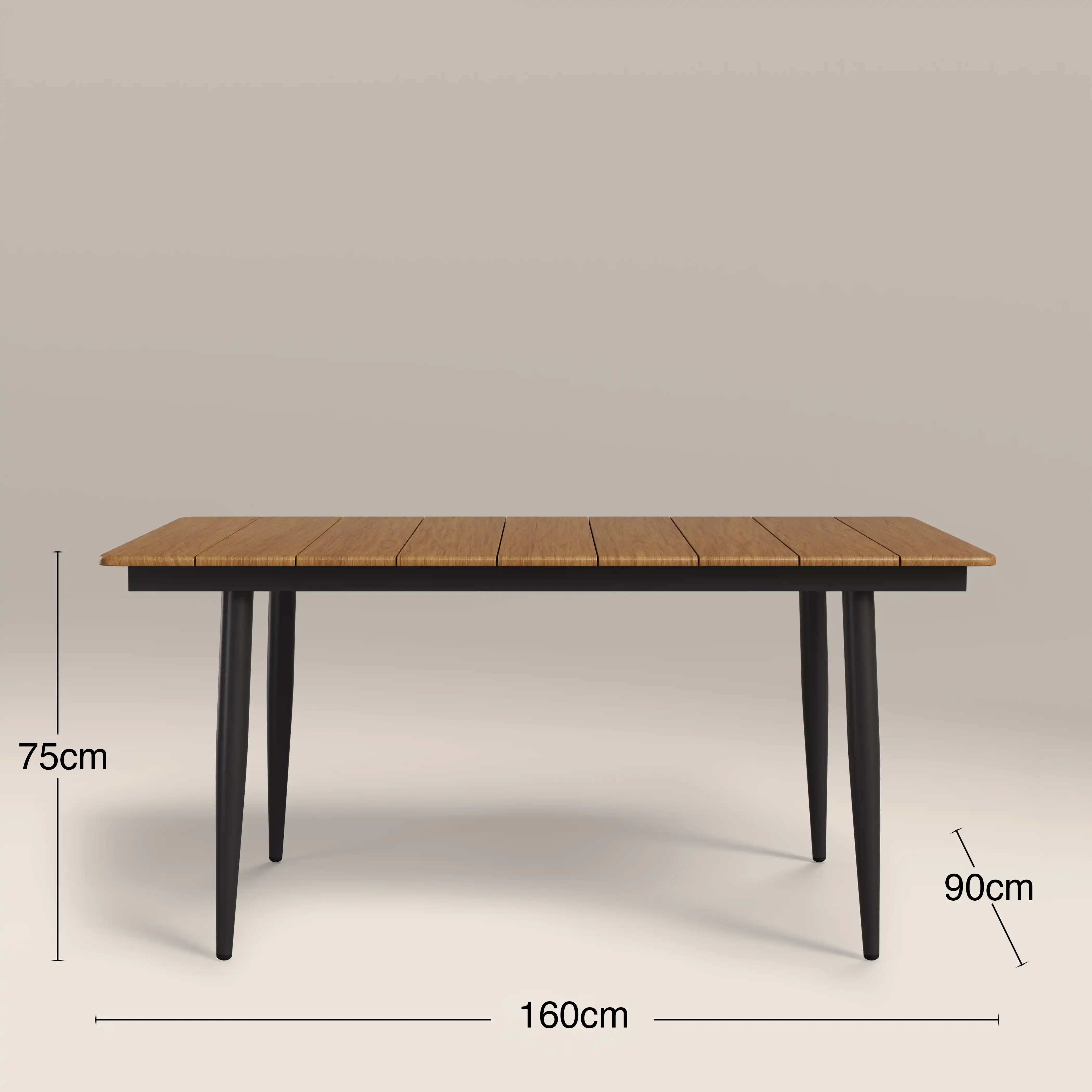Lorenzo 6 Seat Rectangle Garden Dining Table | Oak & Black - Image 5