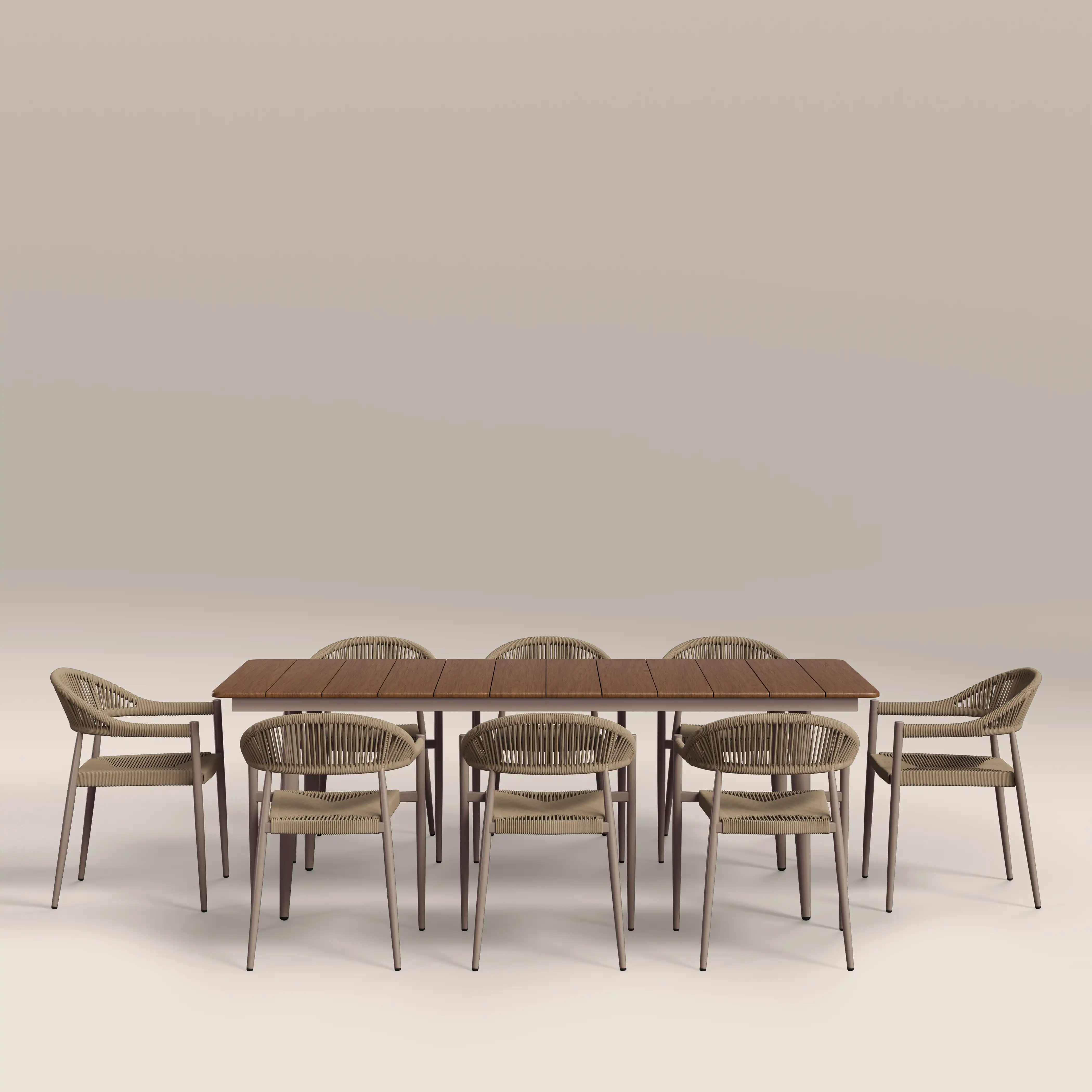 Lorenzo 8 Seat Garden Dining Set | Walnut & Natural - Image 2