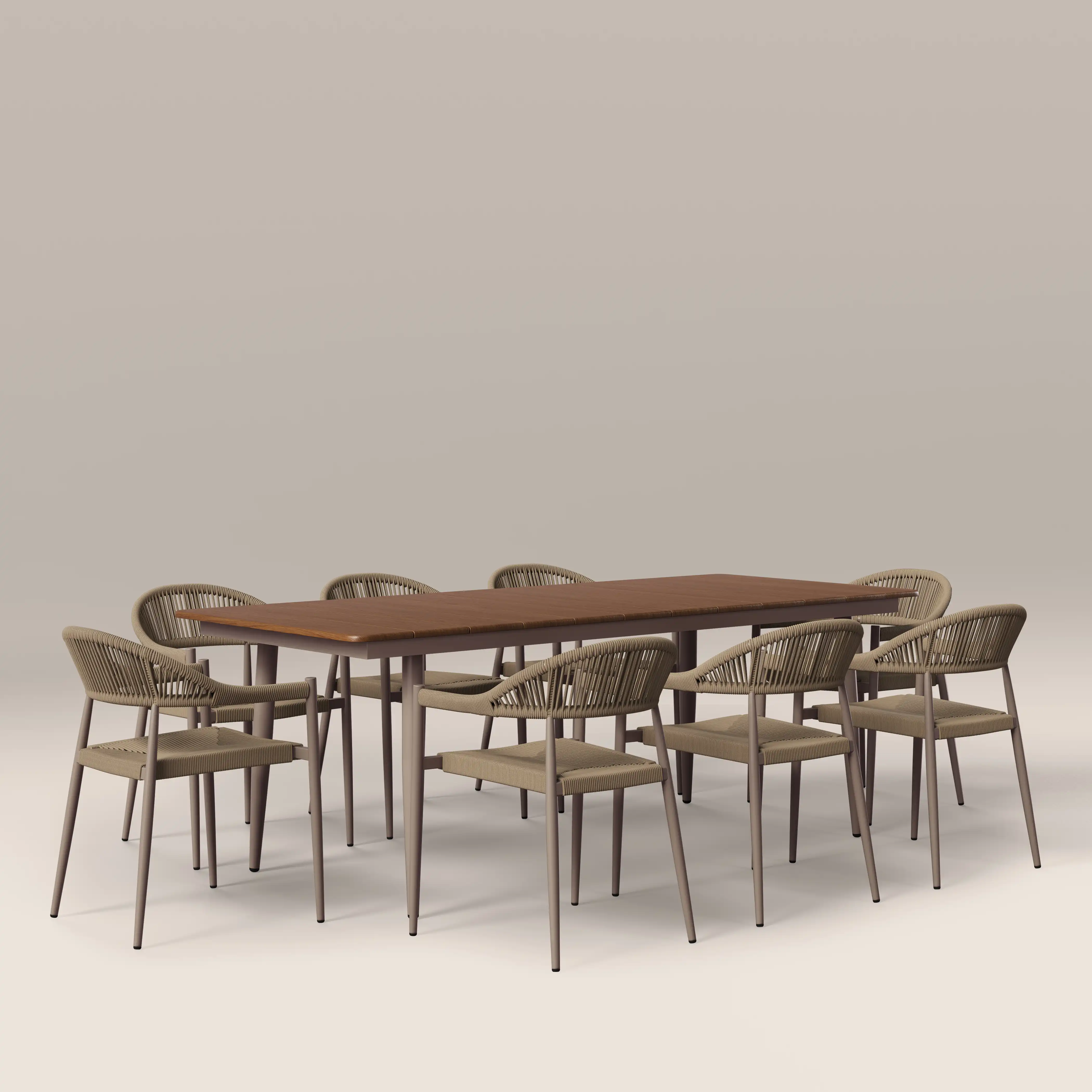 Lorenzo 8 Seat Garden Dining Set | Walnut & Natural - Image 3