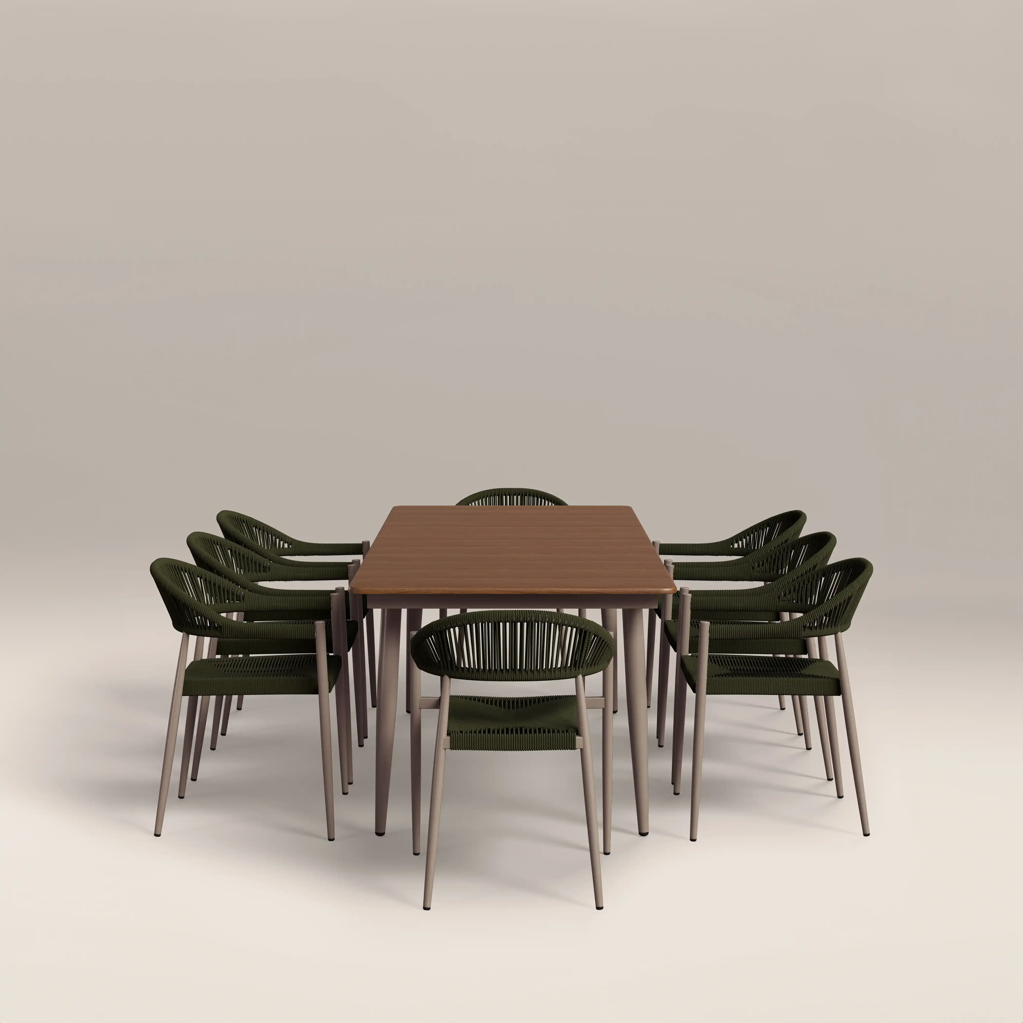 Lorenzo 8 Seat Garden Dining Set | Walnut & Olive Green - Image 4