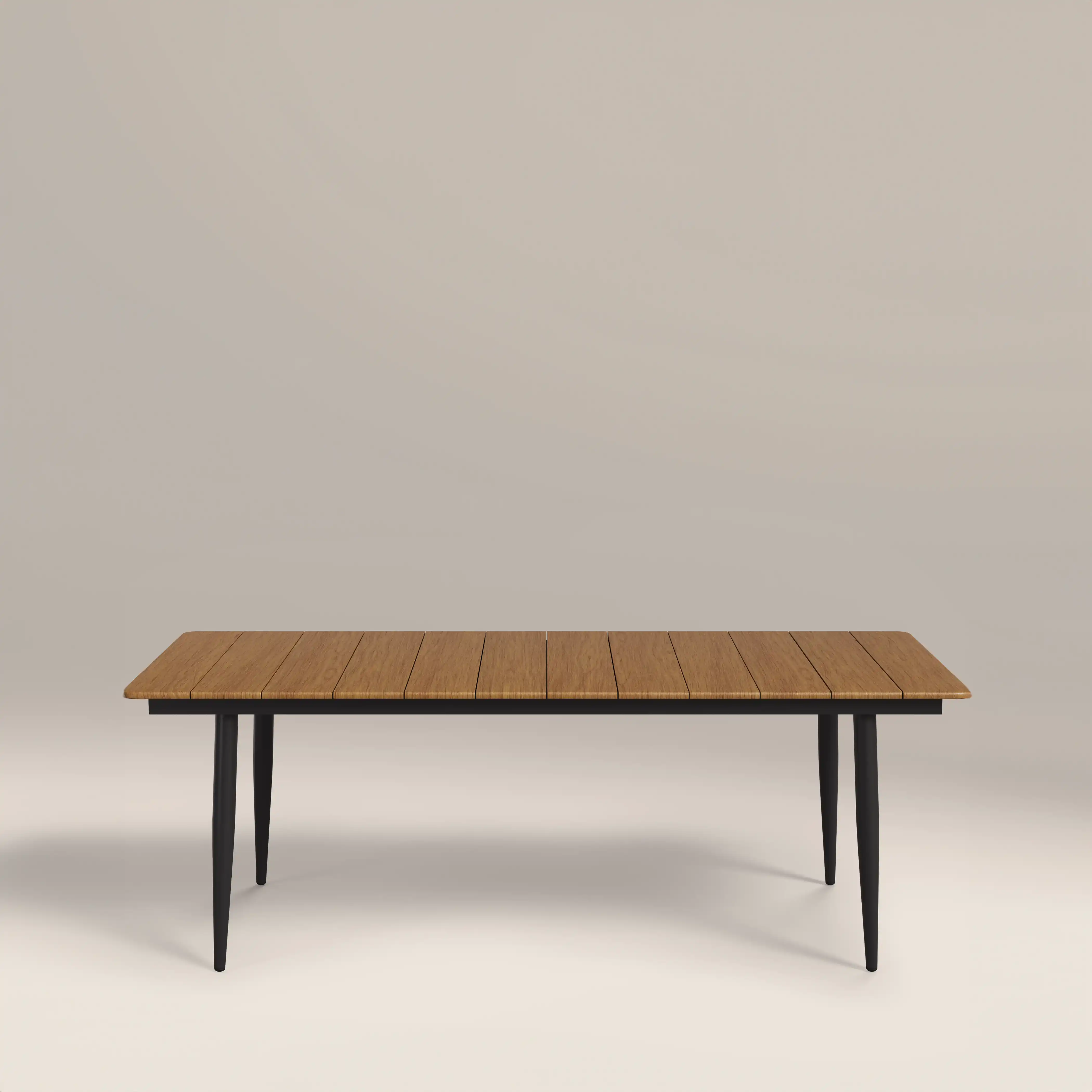 Lorenzo 8 Seat Rectangle Garden Dining Table | Oak & Black - Image 4